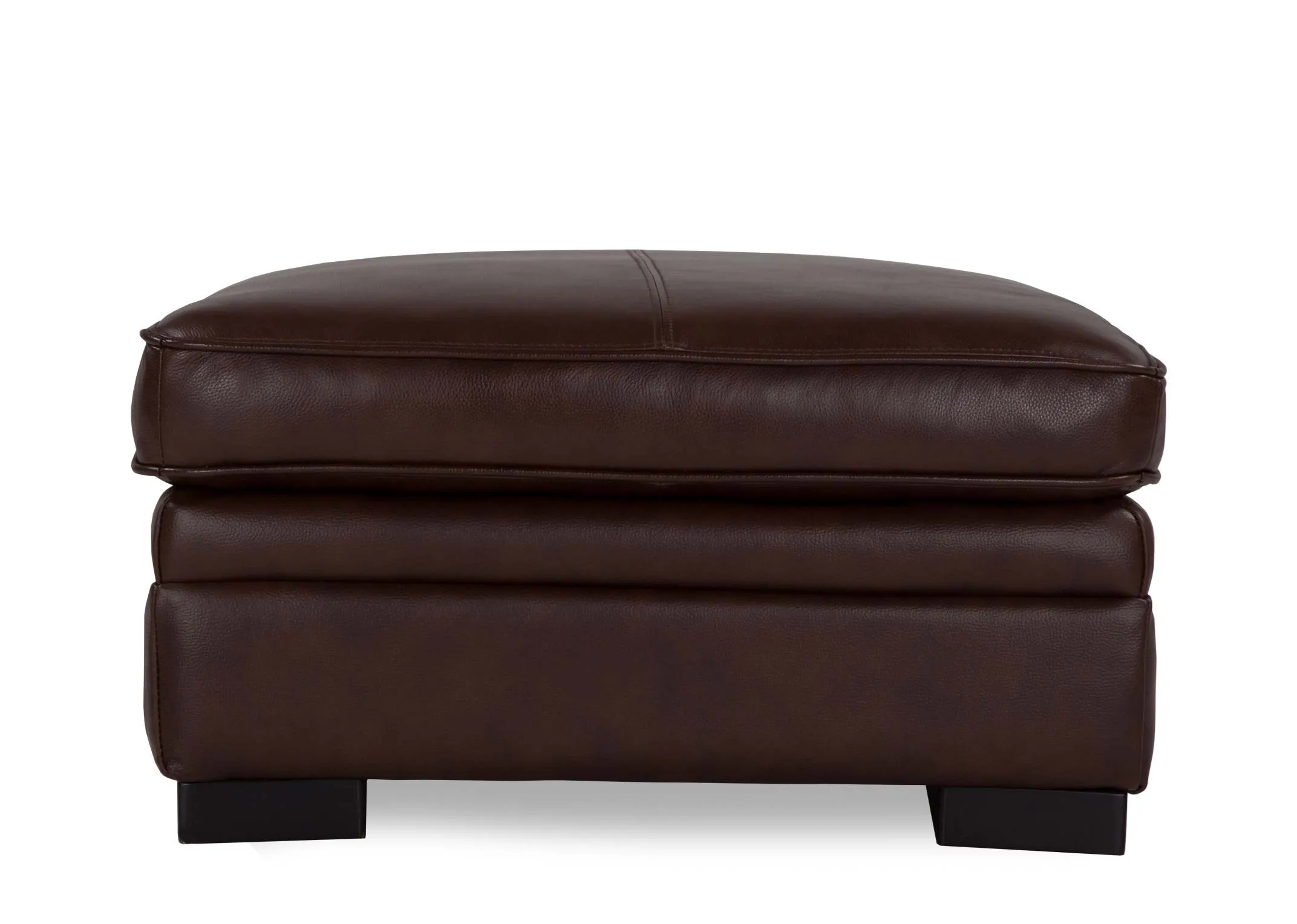 A side view image of the Apollo brown leather large footstool.