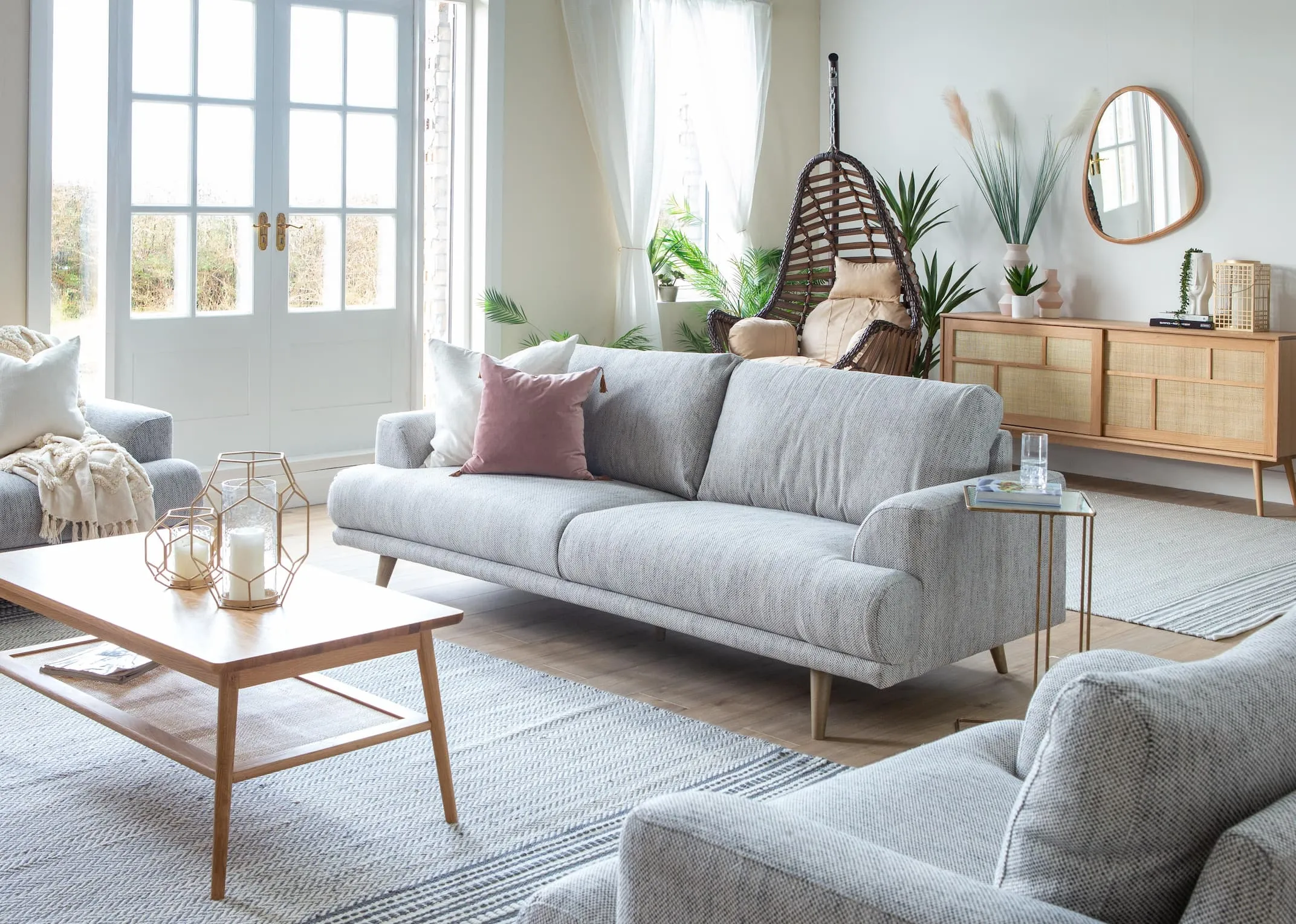 3 Seater Grey Fabric Sofa - Legend