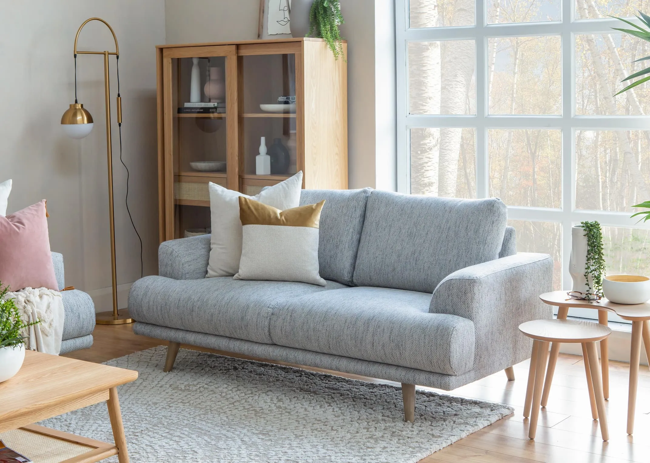 2 Seater Grey Fabric Sofa - Legend