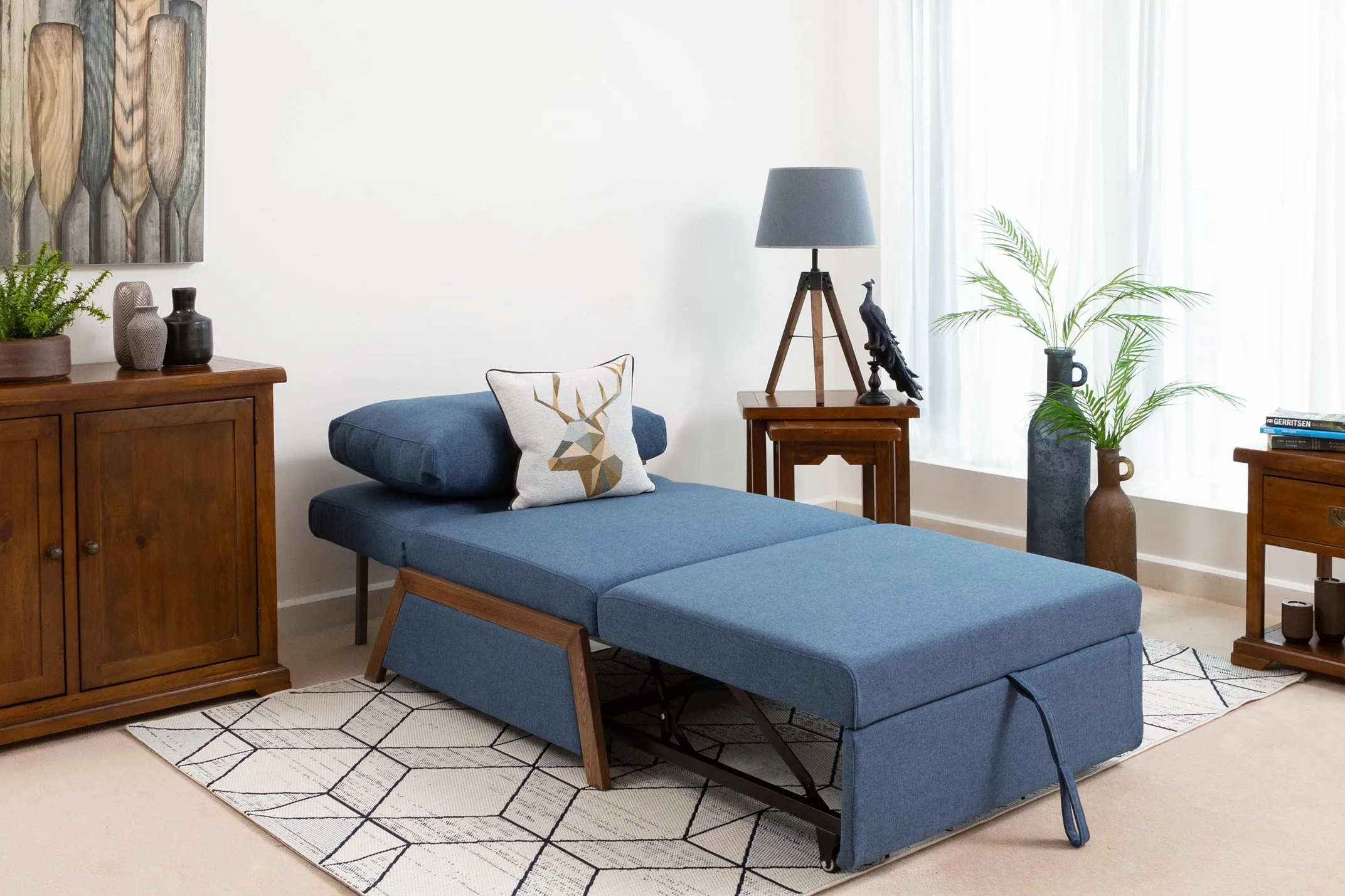 Blue 1 Seater Sofa bed - Theo