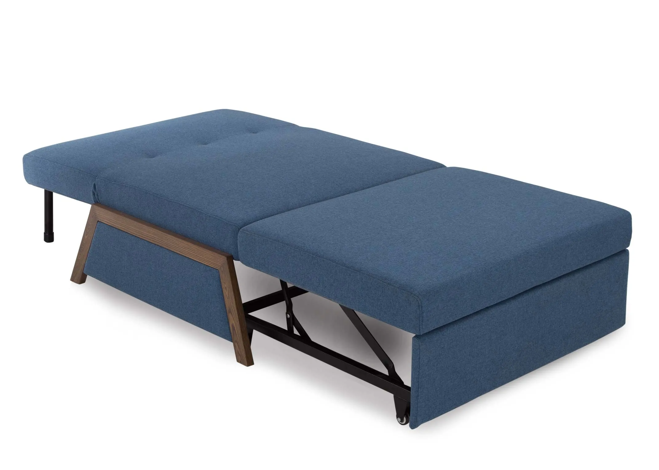 An image of the Theo 1 seater sofabed reclined.