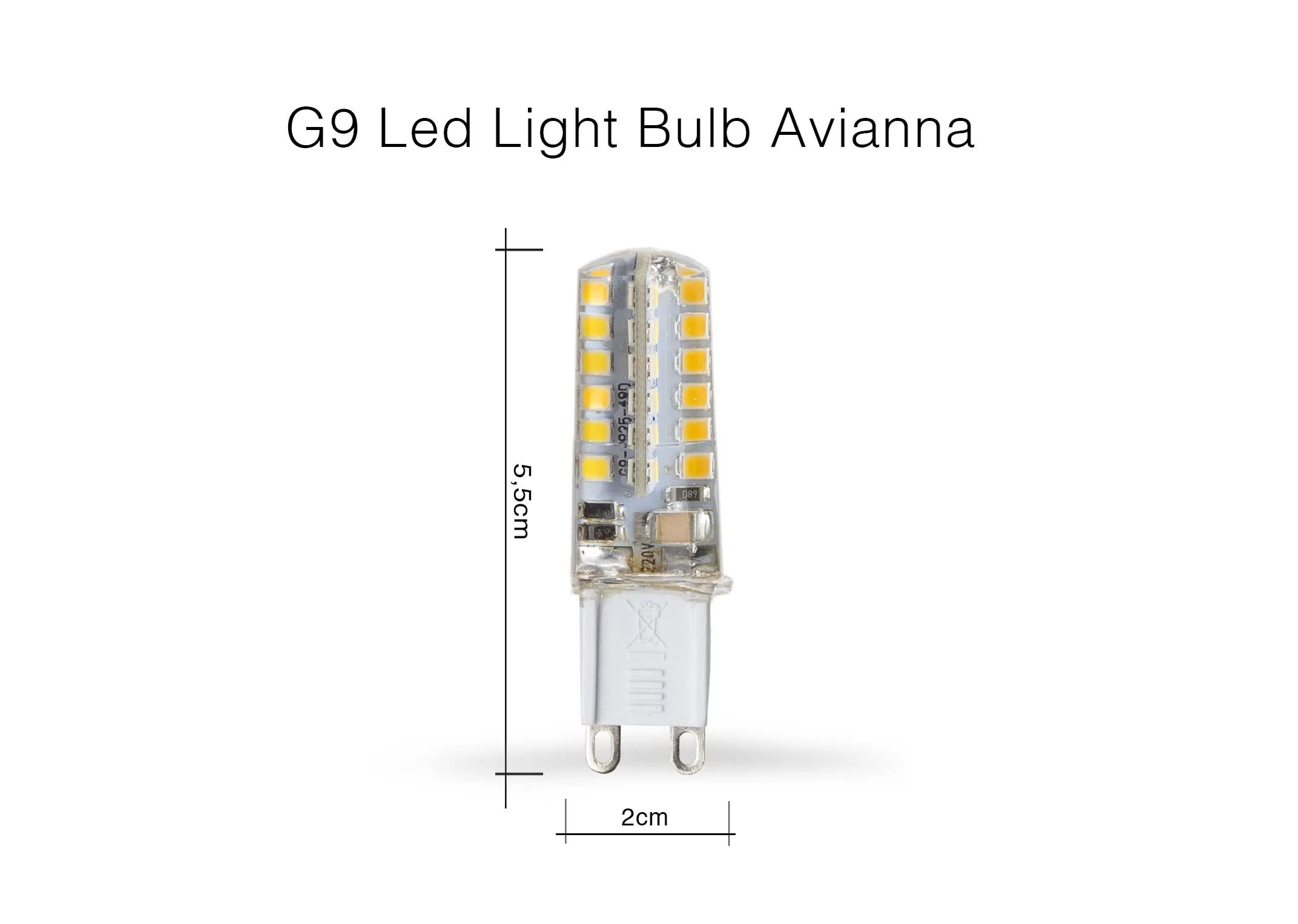 A dimension image of the Avianna LED Bulb 5.5cm (Height) x 2cm (Width)