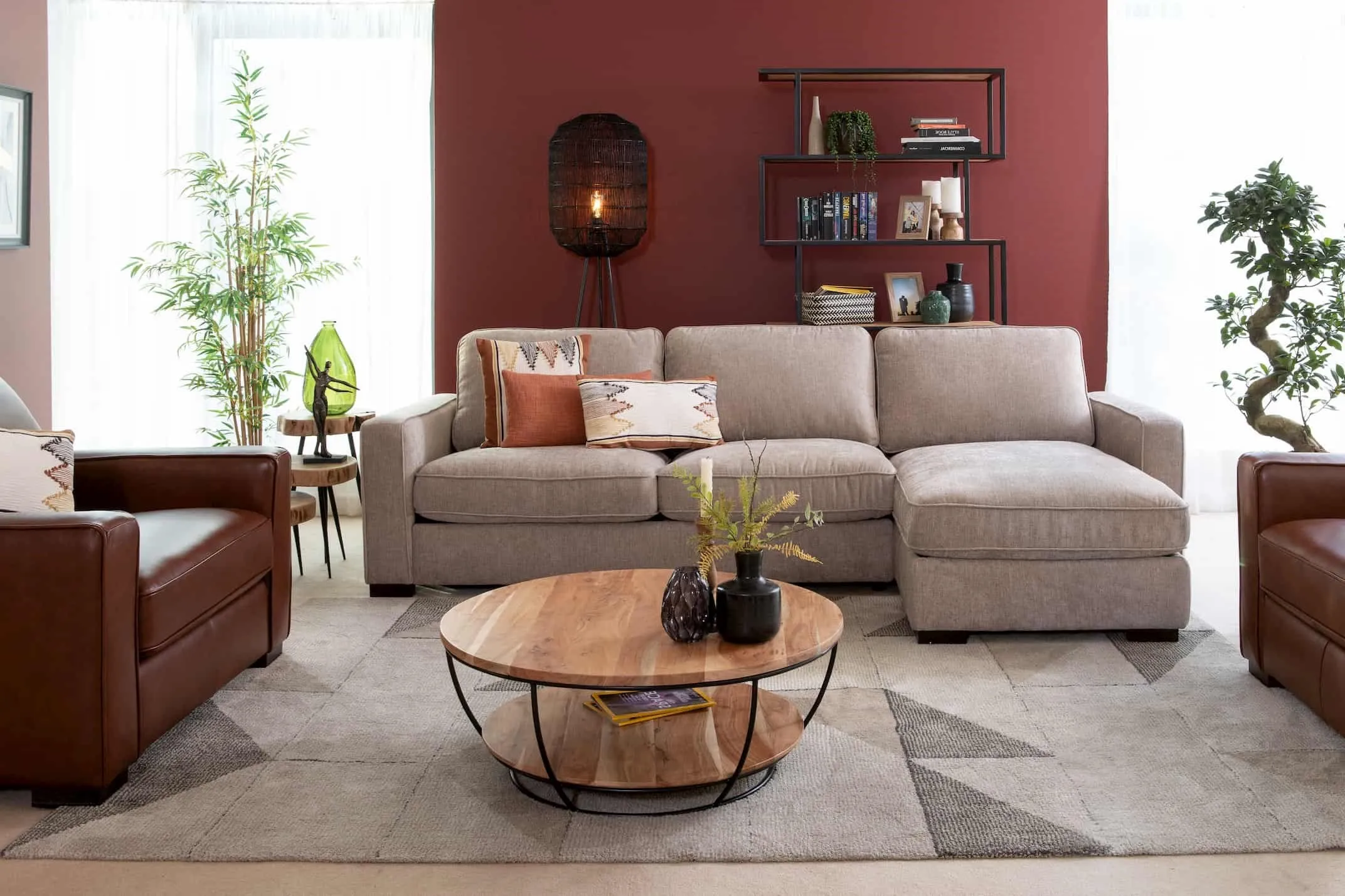 A lifestyle image of the Darwin Sofa with malta coffee table