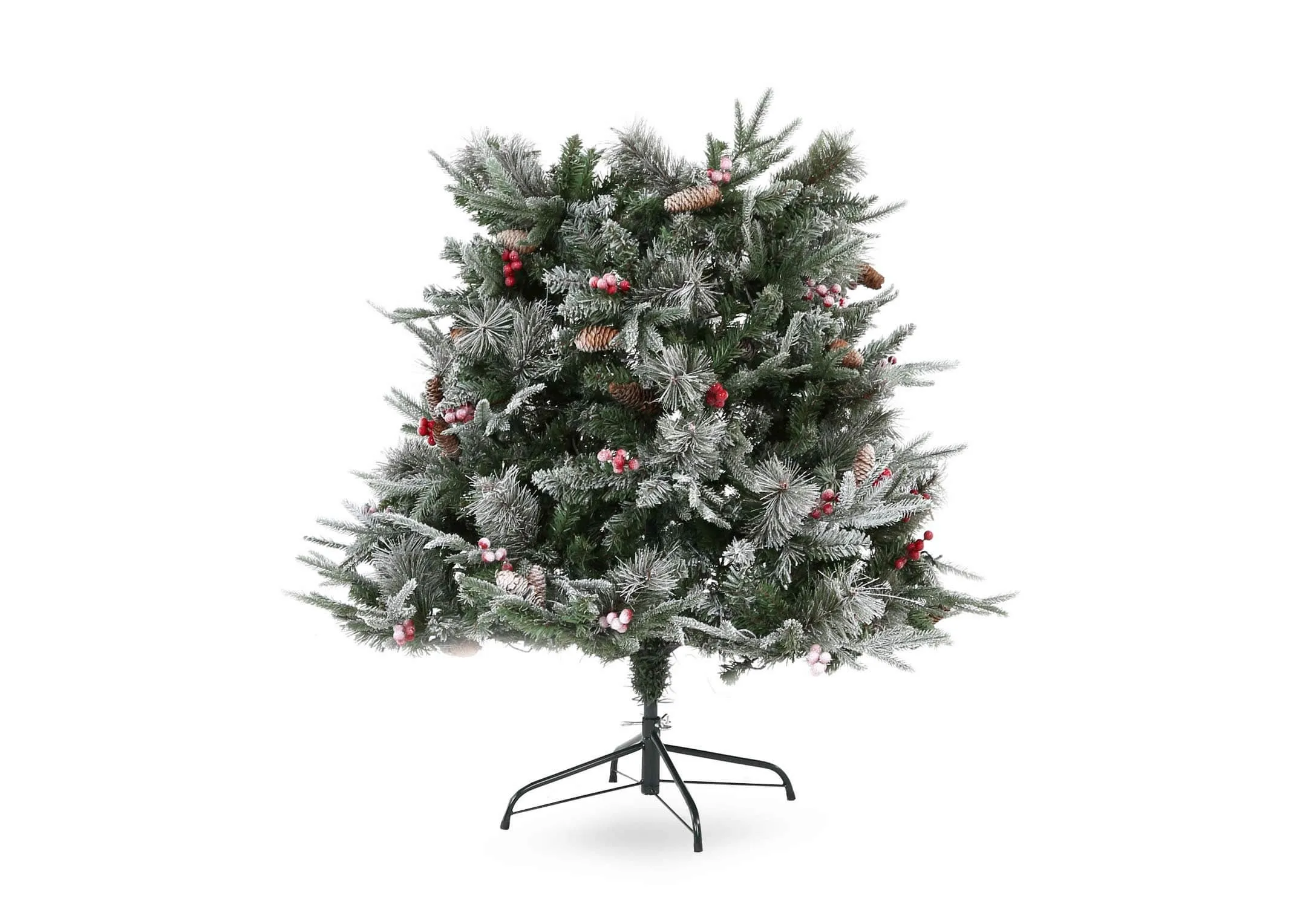 A 7ft prelit Christmas tree with snow branches from EZ Living Furniture's Vermont range. Front view of second branch build