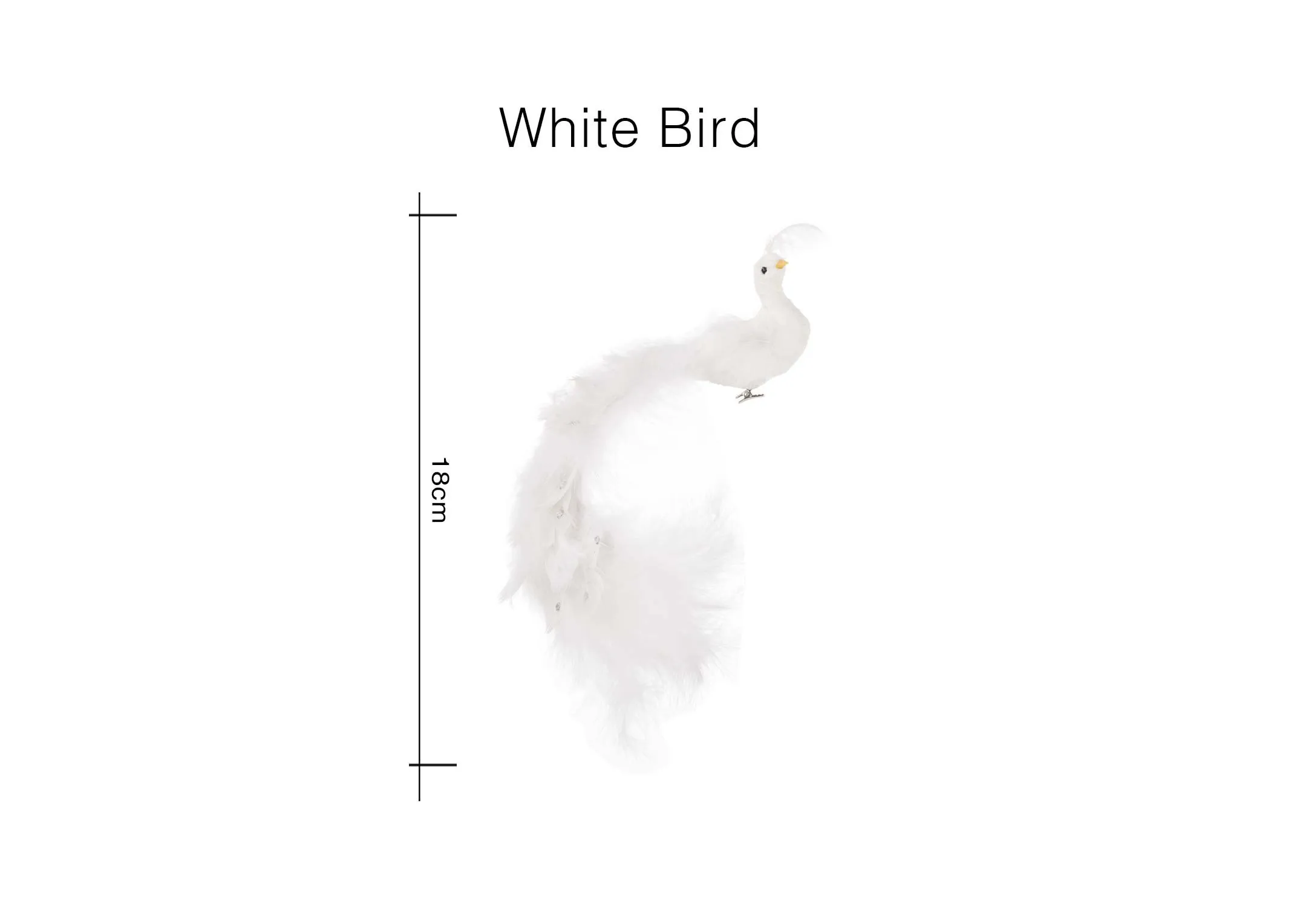 A dimension image of the White Bird Christmas Decoration with 18cm (Width)