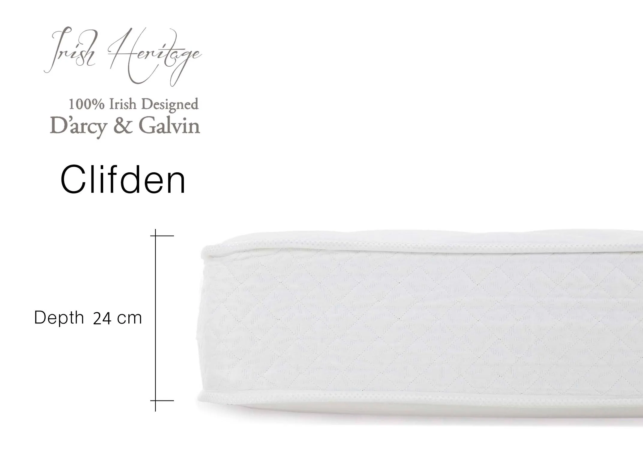 A dimension image of the Clifden Roll Up Mattress showing 24cm (depth)