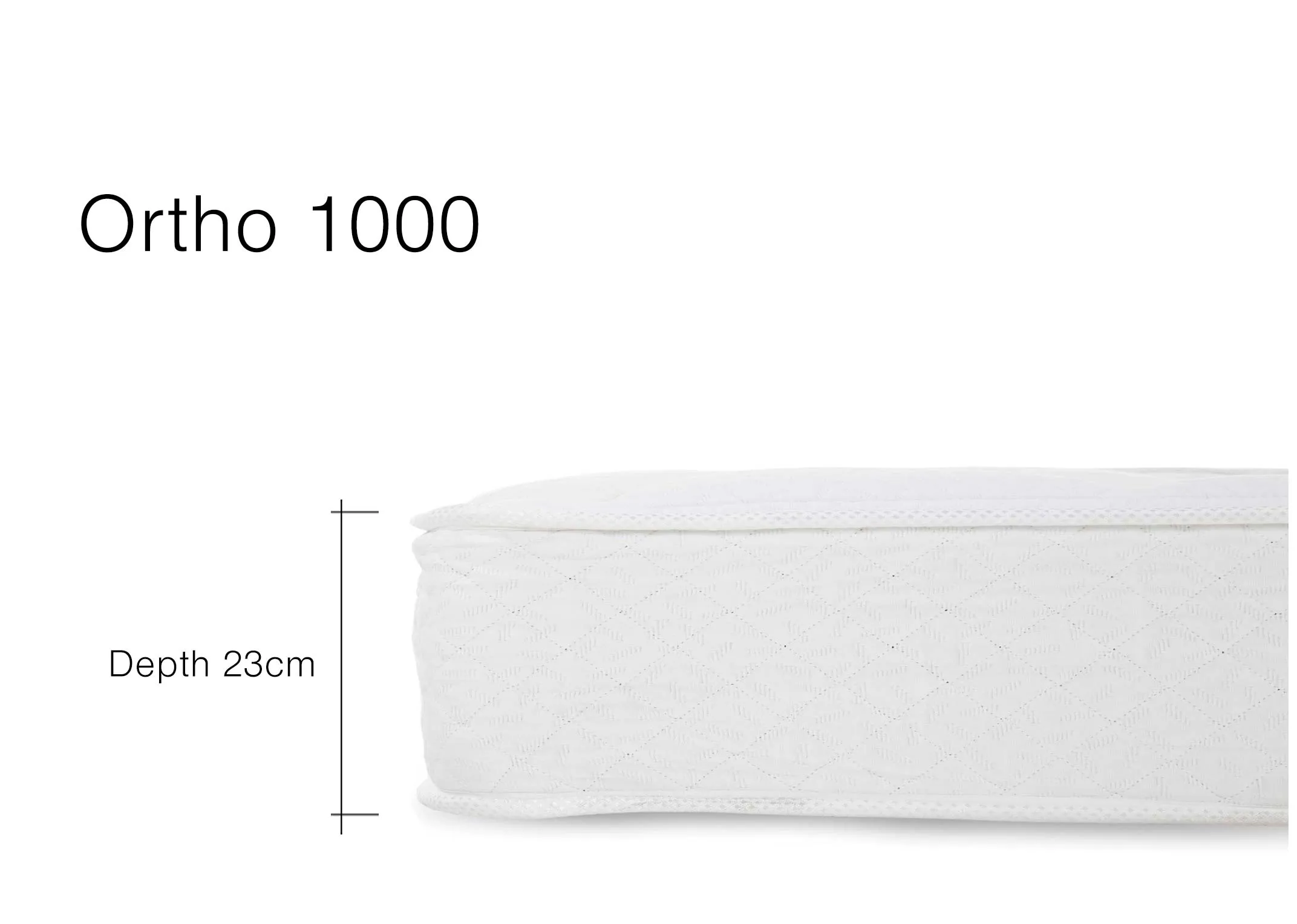 A dimension image for the Ortho 1000 Mattress with 23cm (depth)