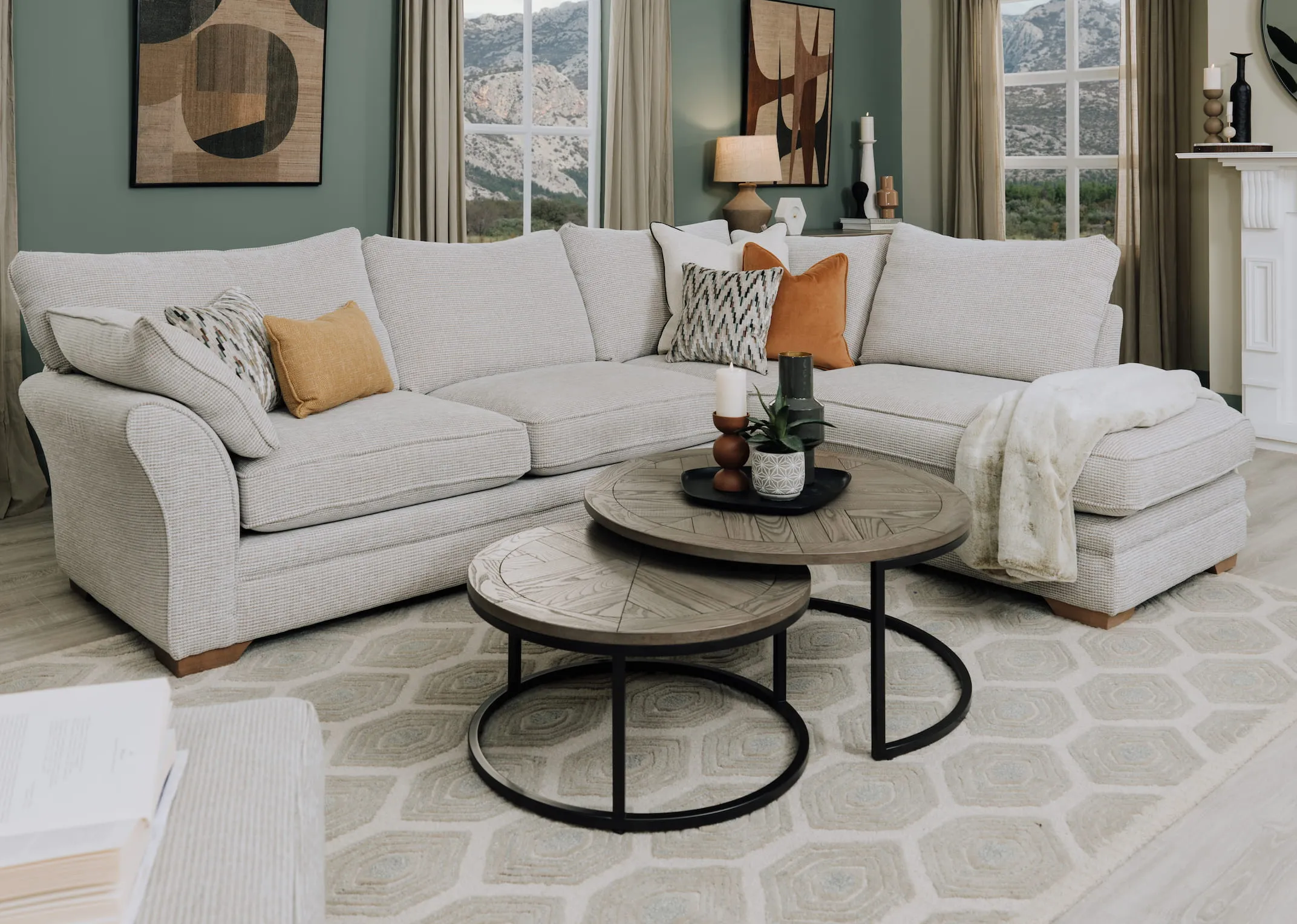 Beige Fabric Accent LAF Corner Chaise - Strata