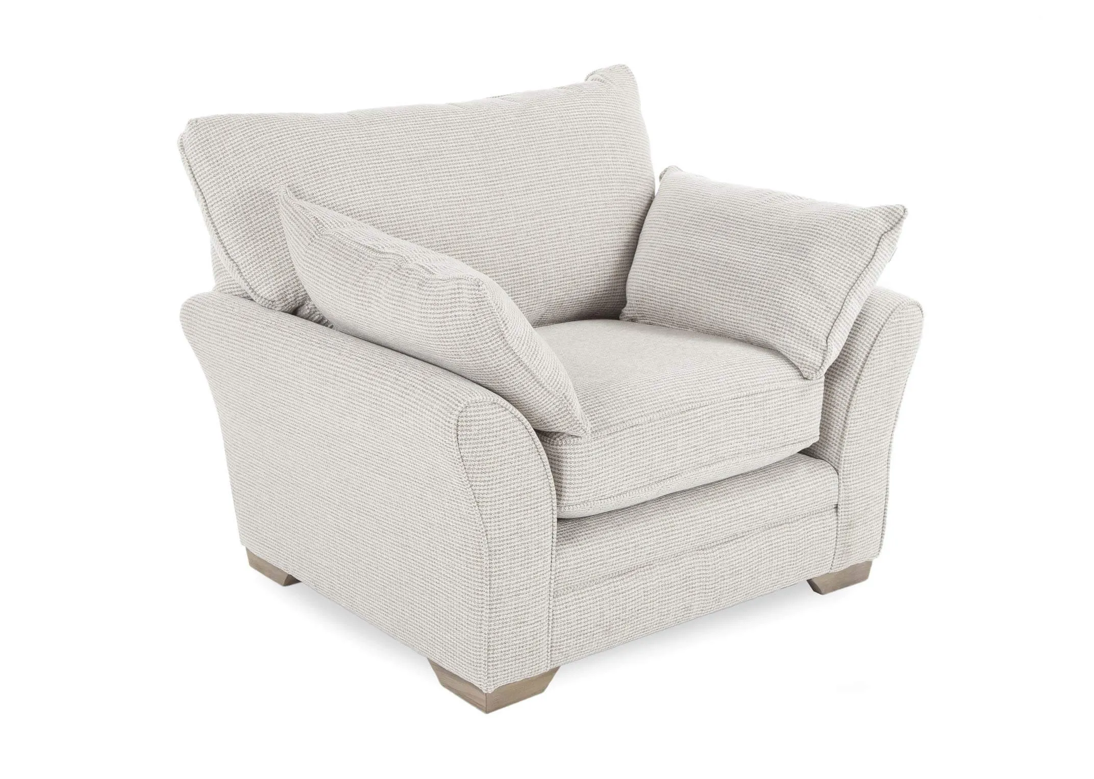 Sader Beige Fabric Accent Armchair in a power image showing the textured fabric