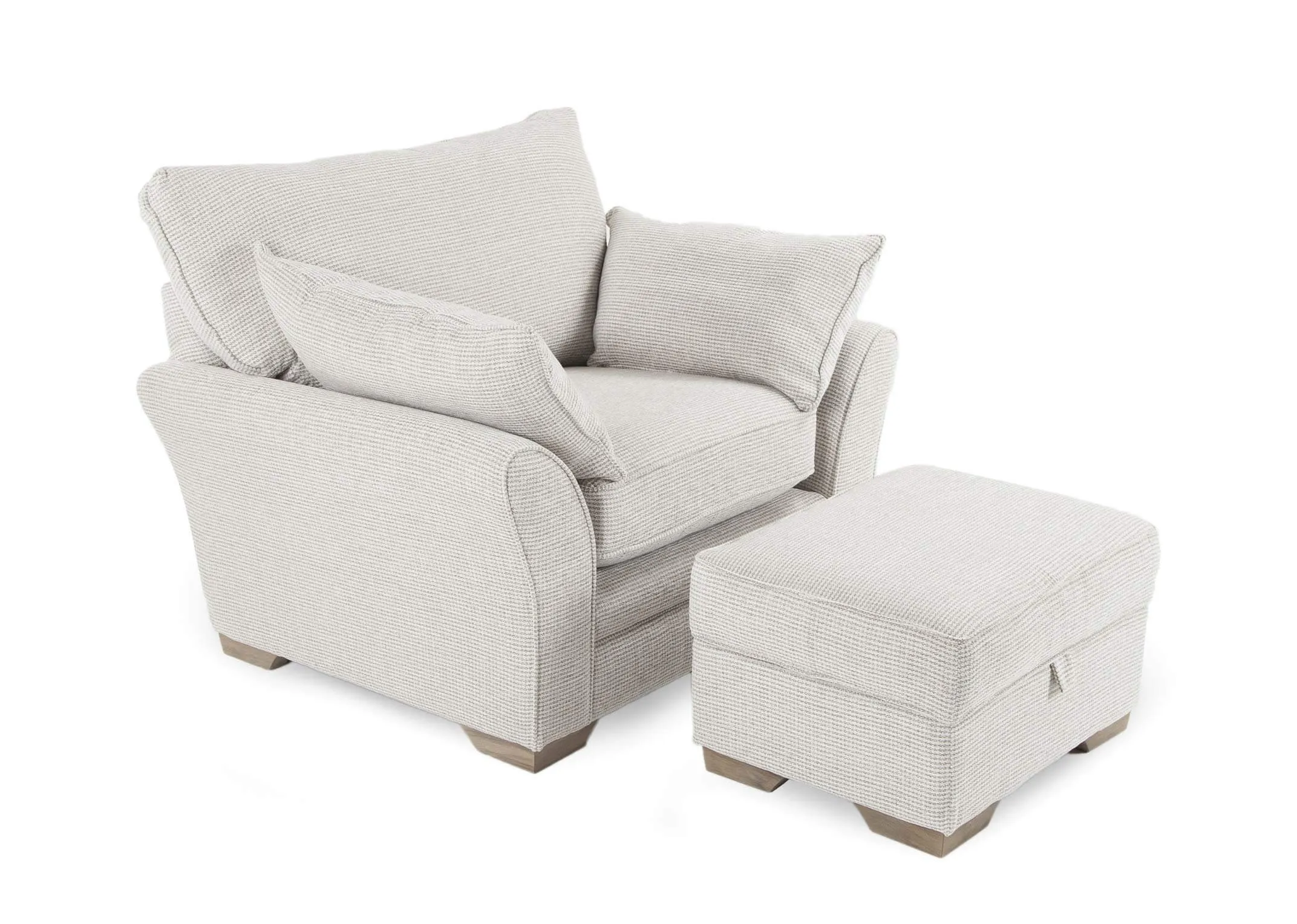 Sader Beige Fabric Accent Armchair in an image with the matching footstool