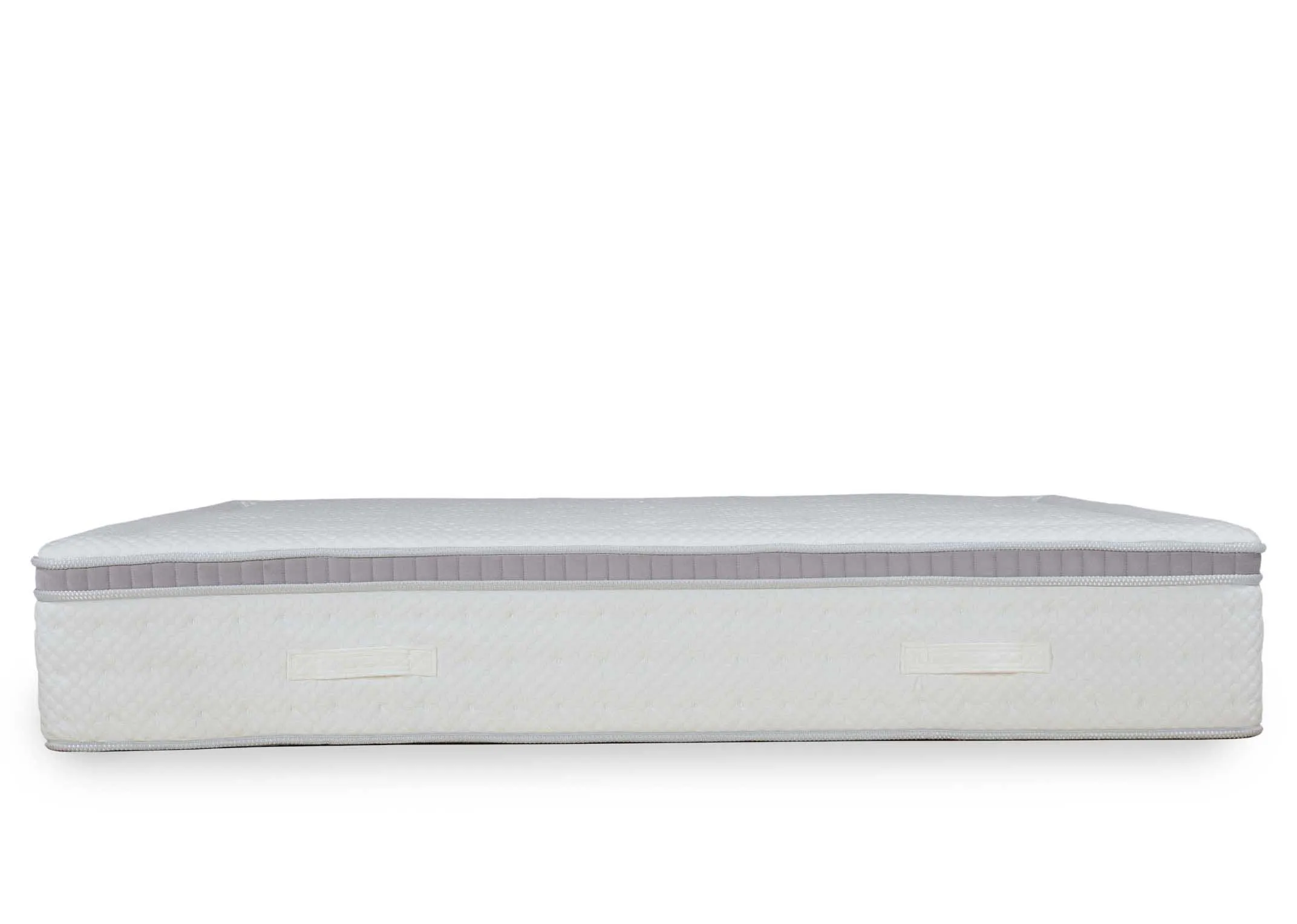 A Double 4ft6 pocket spring mattress from the Rian Therapeutic range. Side view of the mattress showing comfort foam