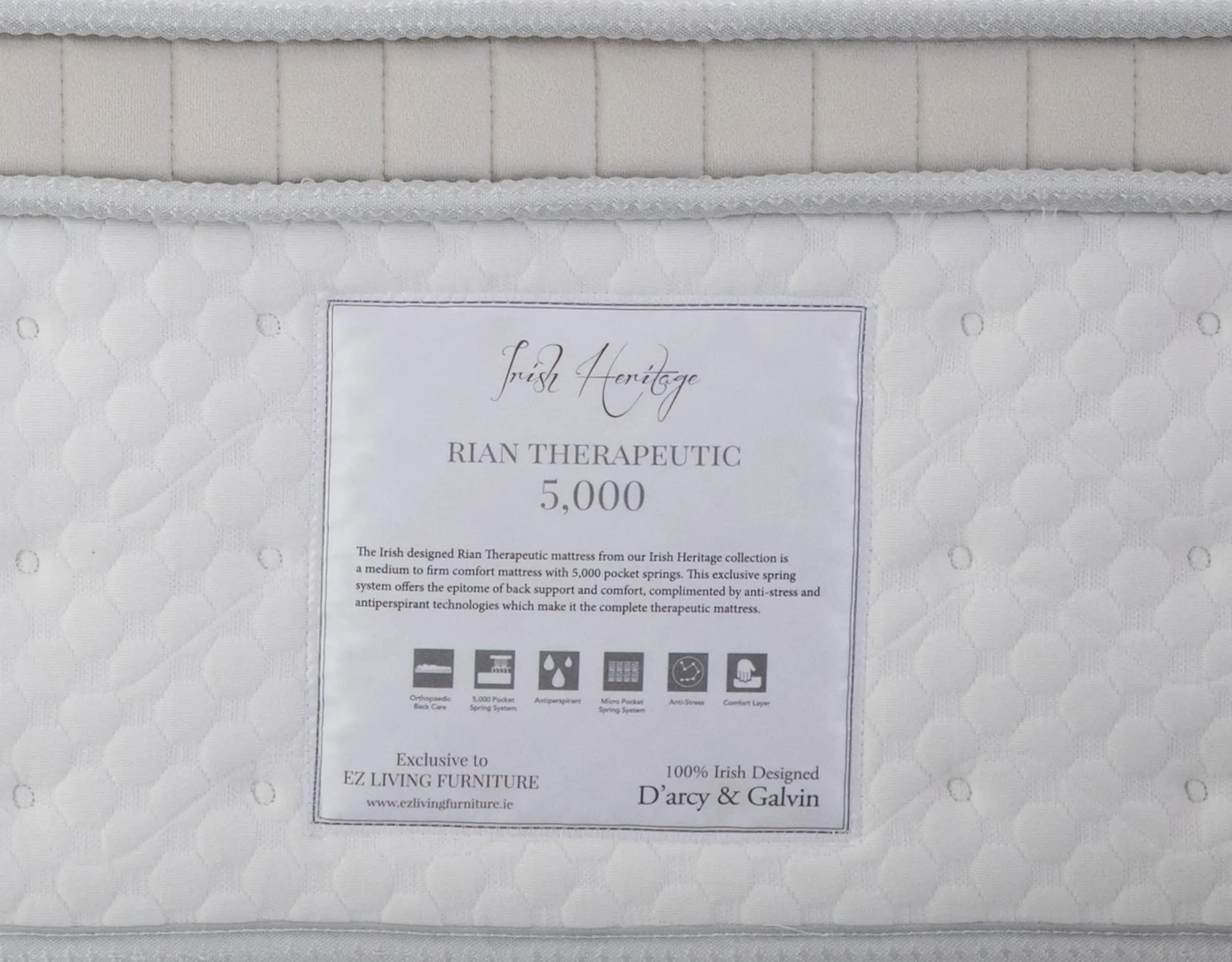 King Size (5 ft) Rian Therapeutic Mattress in a closeup image displaying the fabric