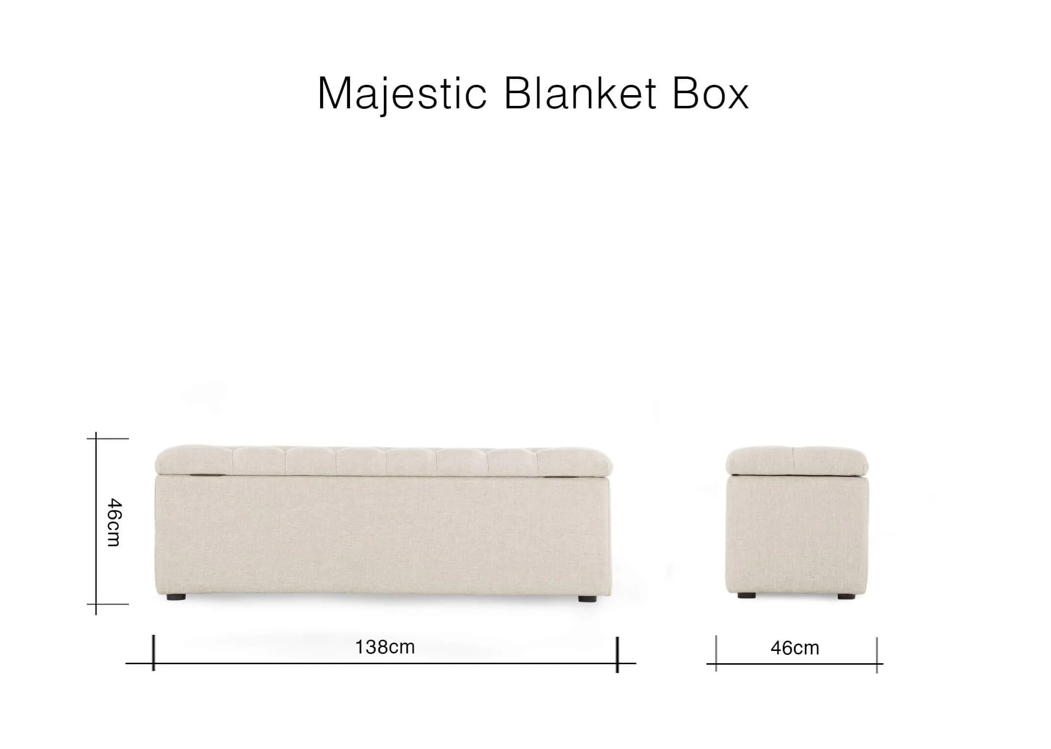 A dimension image of the Majestic Linen Fabric Blanket Box
