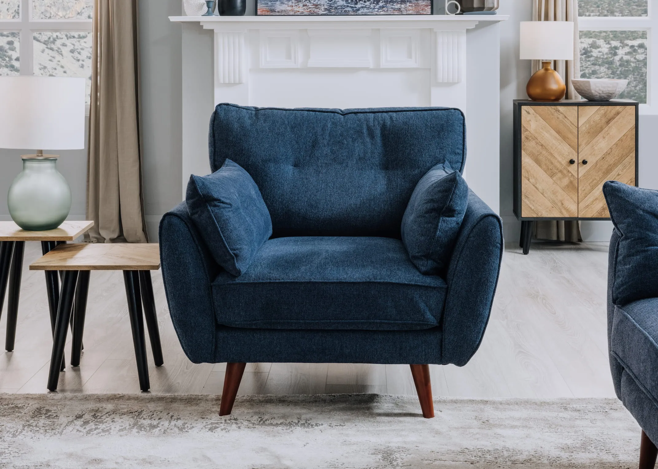 Navy Fabric Armchair - Caoimhe