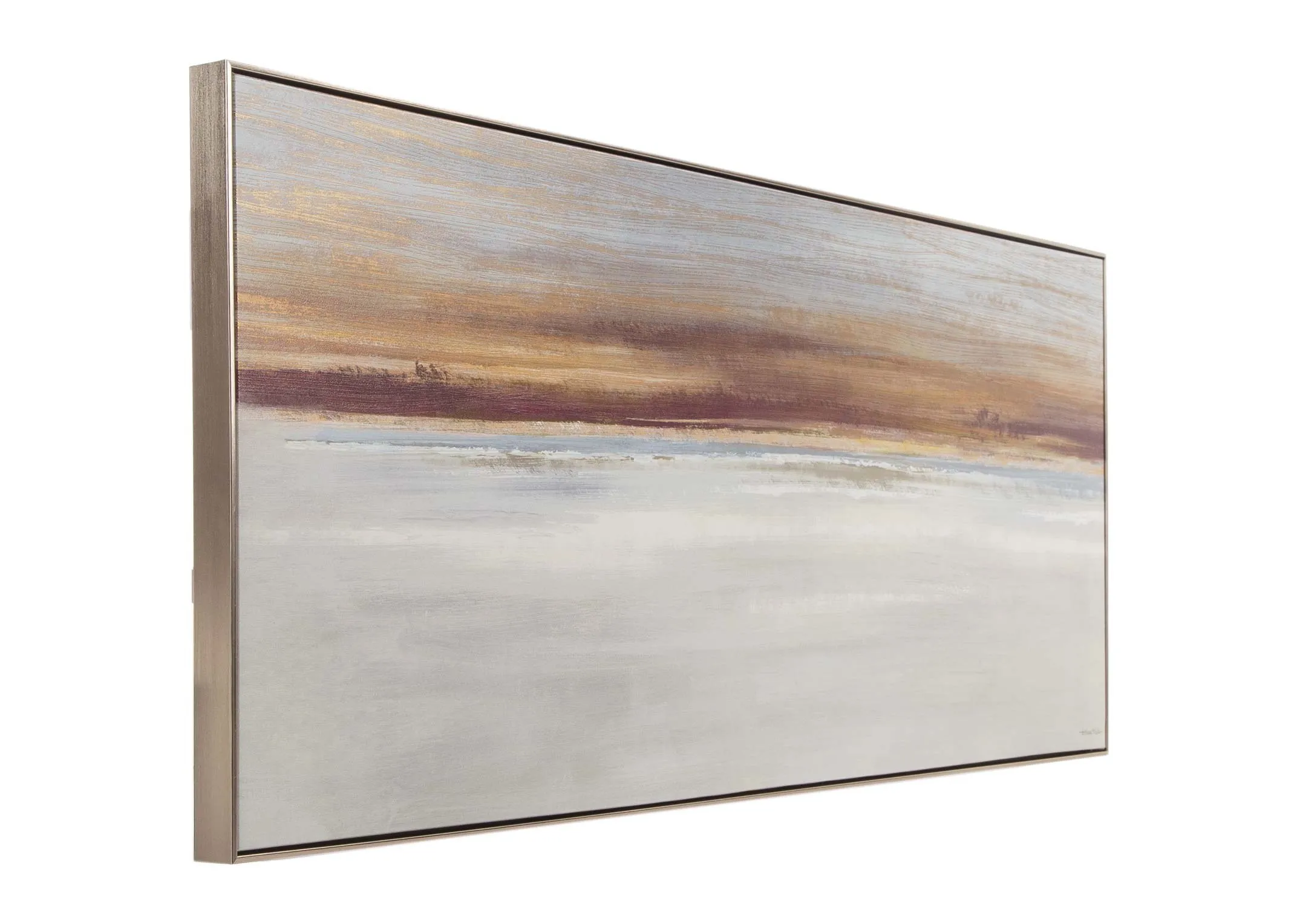 A coastal landscape canvas print called Evening Glow from Anthony Waller. Angled view.