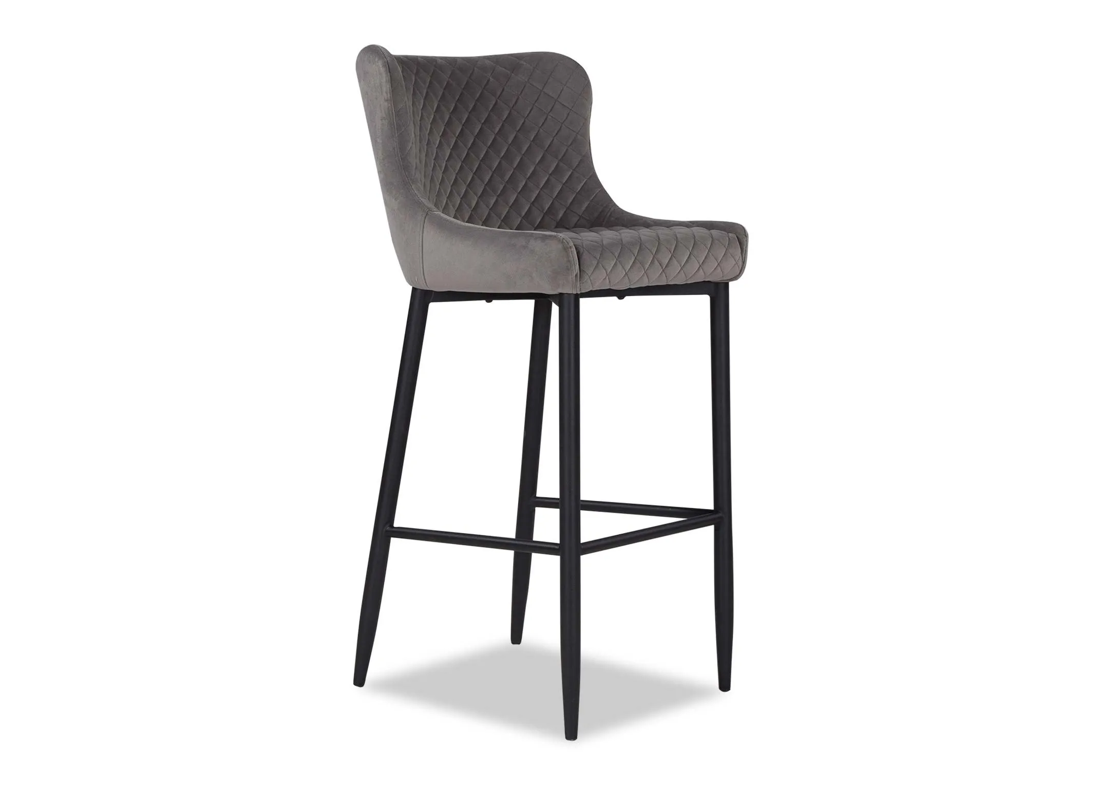 Light Grey Velvet Bar Stool (Lower Height) - Ottowa