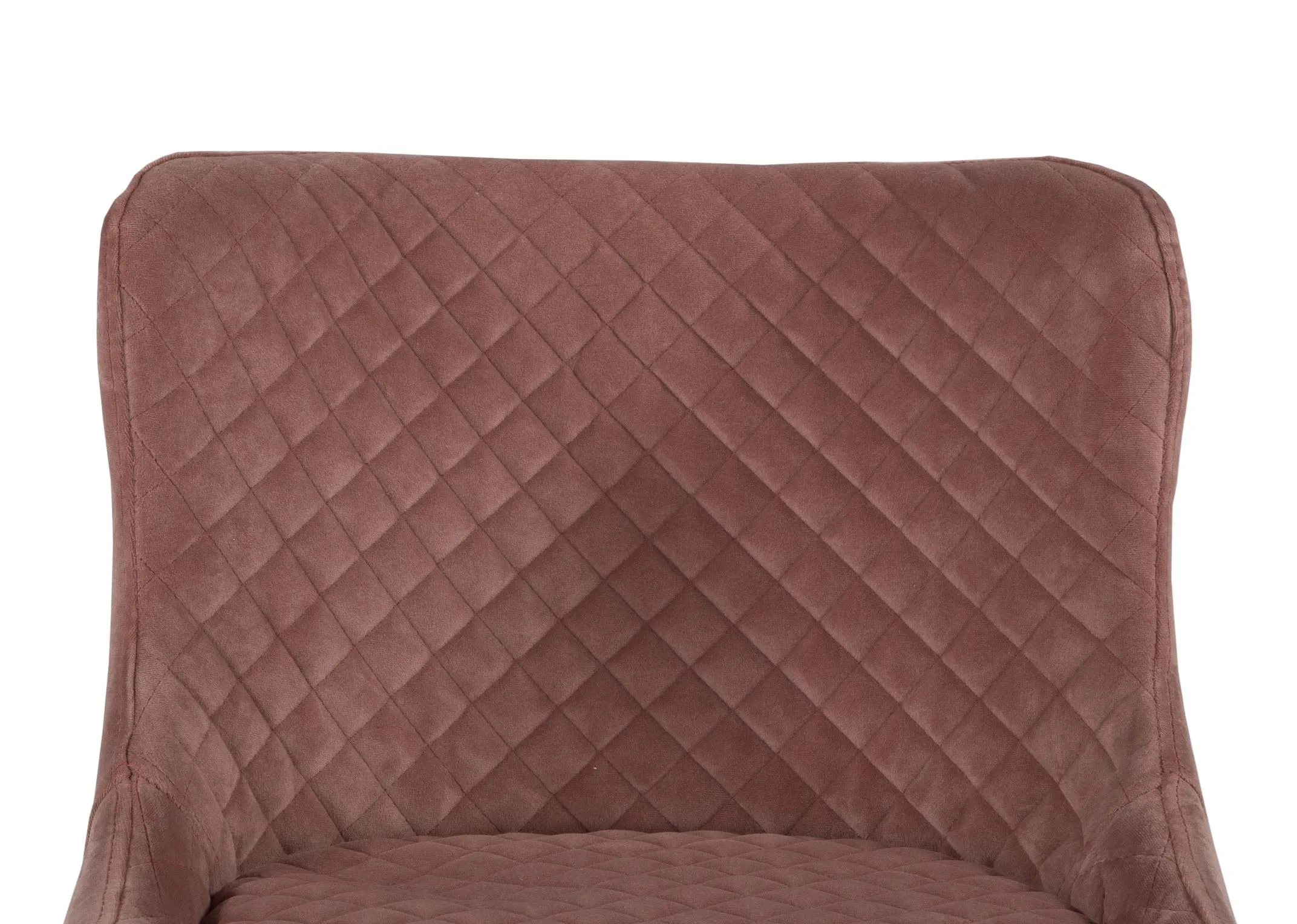 Pink plush velvet counter bar stool with black metal legs from EZ Living Furniture's Ottowa range. Closeup Seat view.