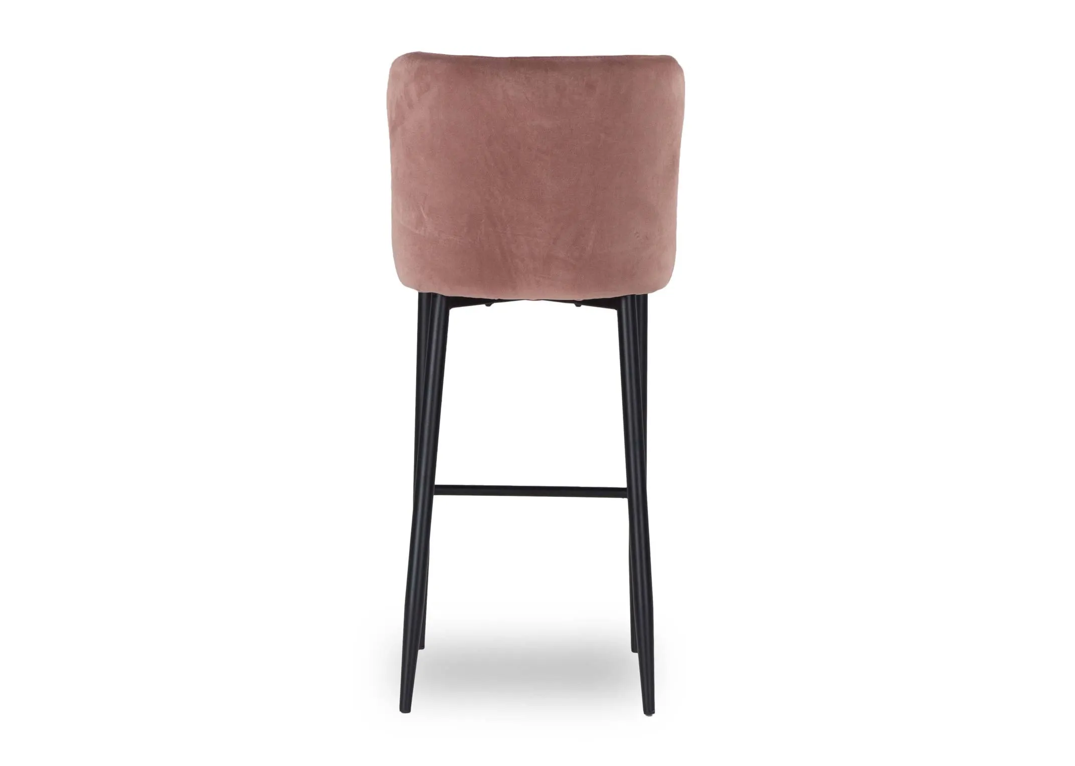 Pink plush velvet counter bar stool with black metal legs from EZ Living Furniture's Ottowa range. Back view.