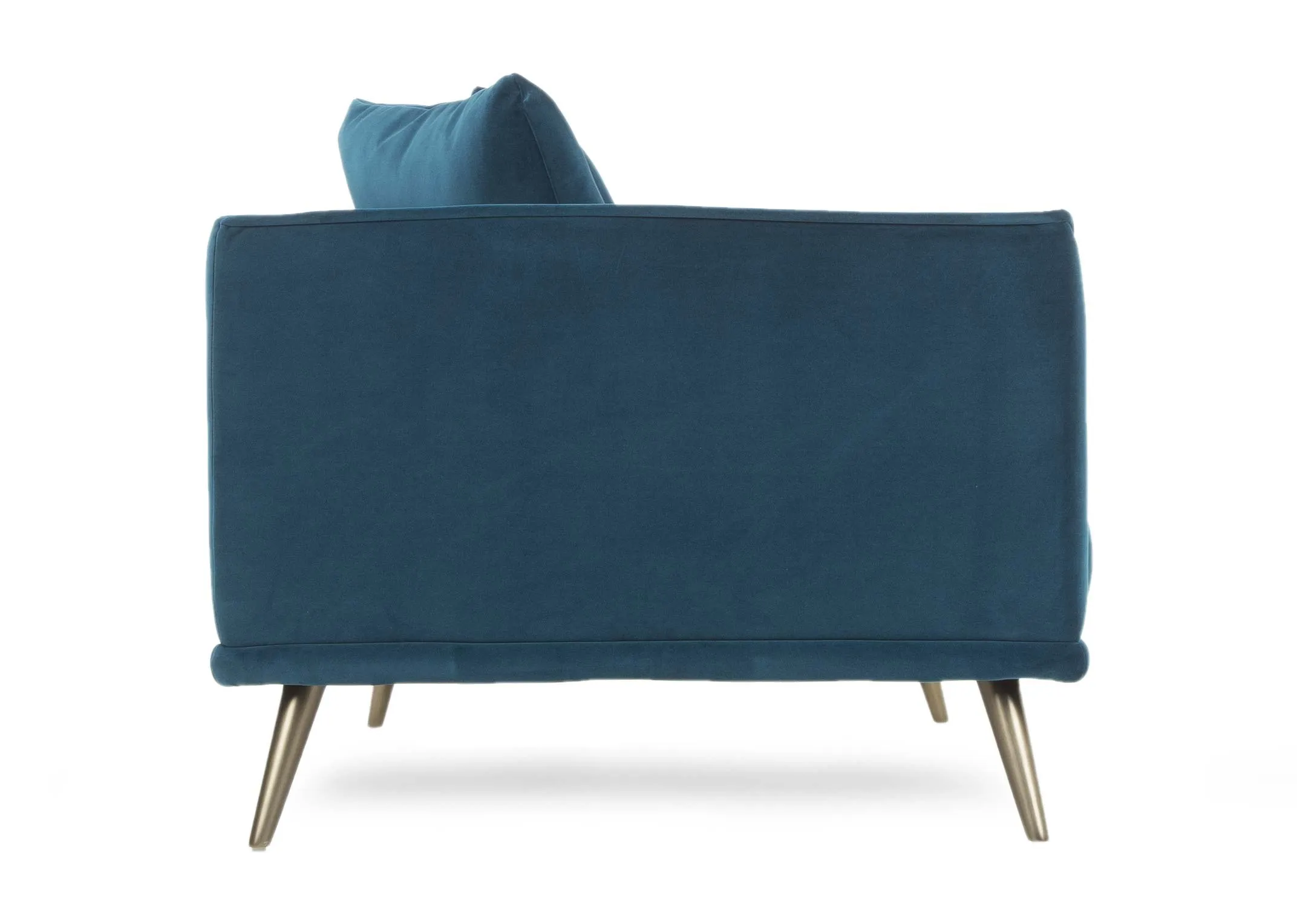 A 2 Seater Sofa in Teal Velvet from EZ Living Furniture's Katie range. Side view