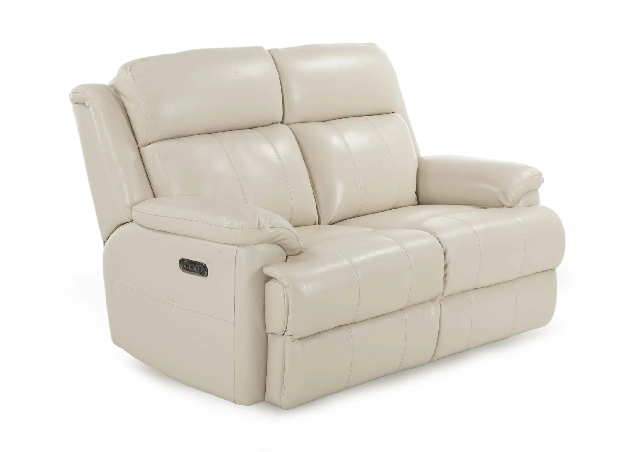 2 Seater Off White Leather Power Reclining Sofa - Embrace
