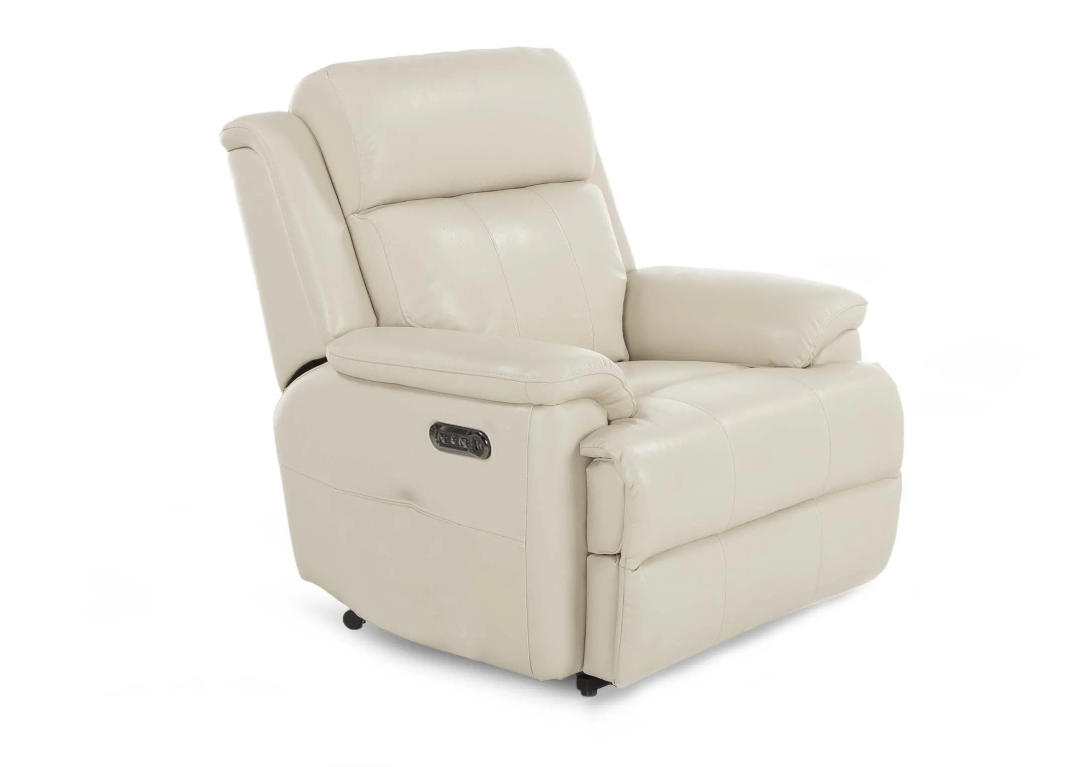 Off White Leather Power Recliner - Embrace