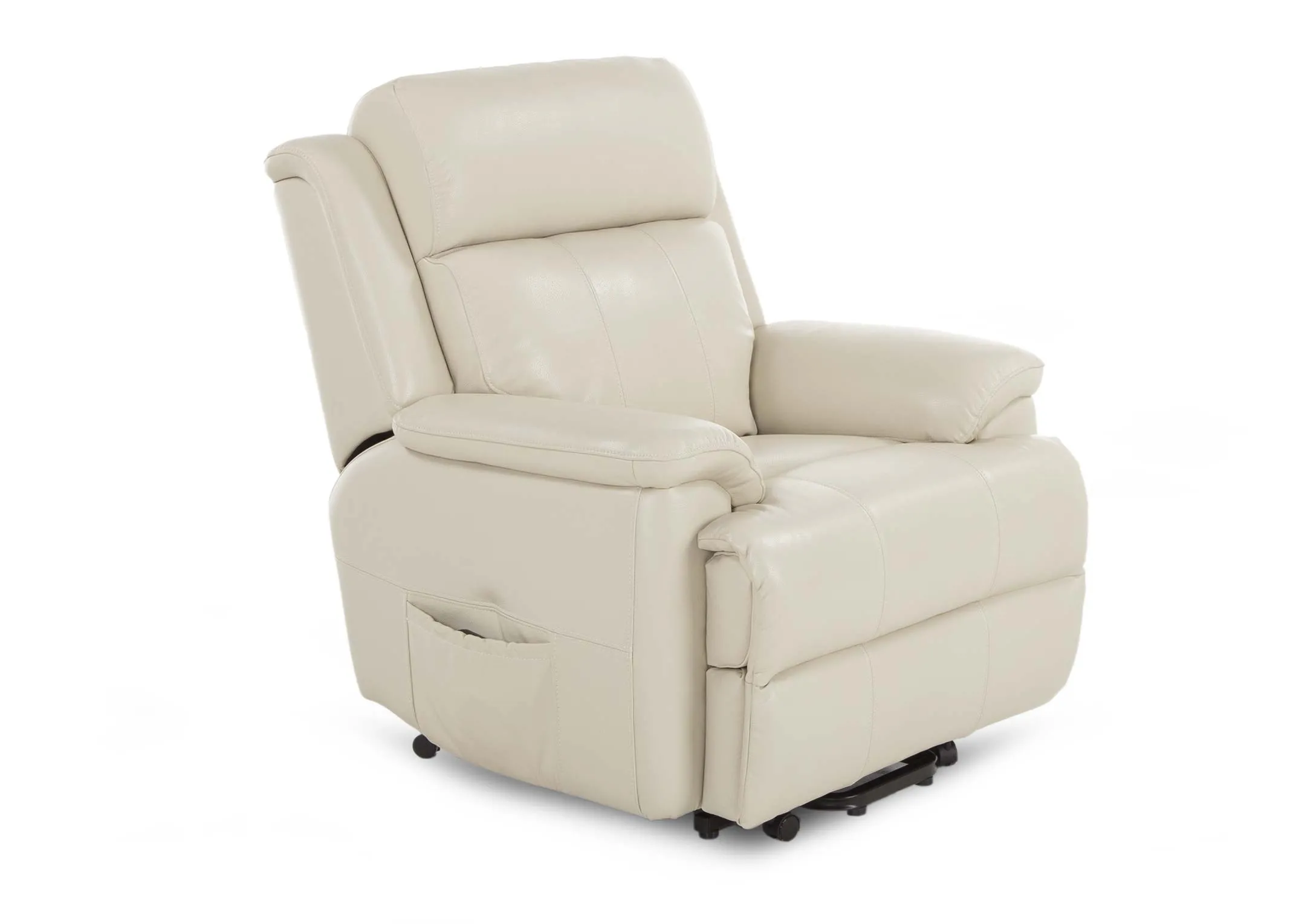 A power reclining chair with super lift functions from EZ Living Furniture's Embrace range. Angled view.