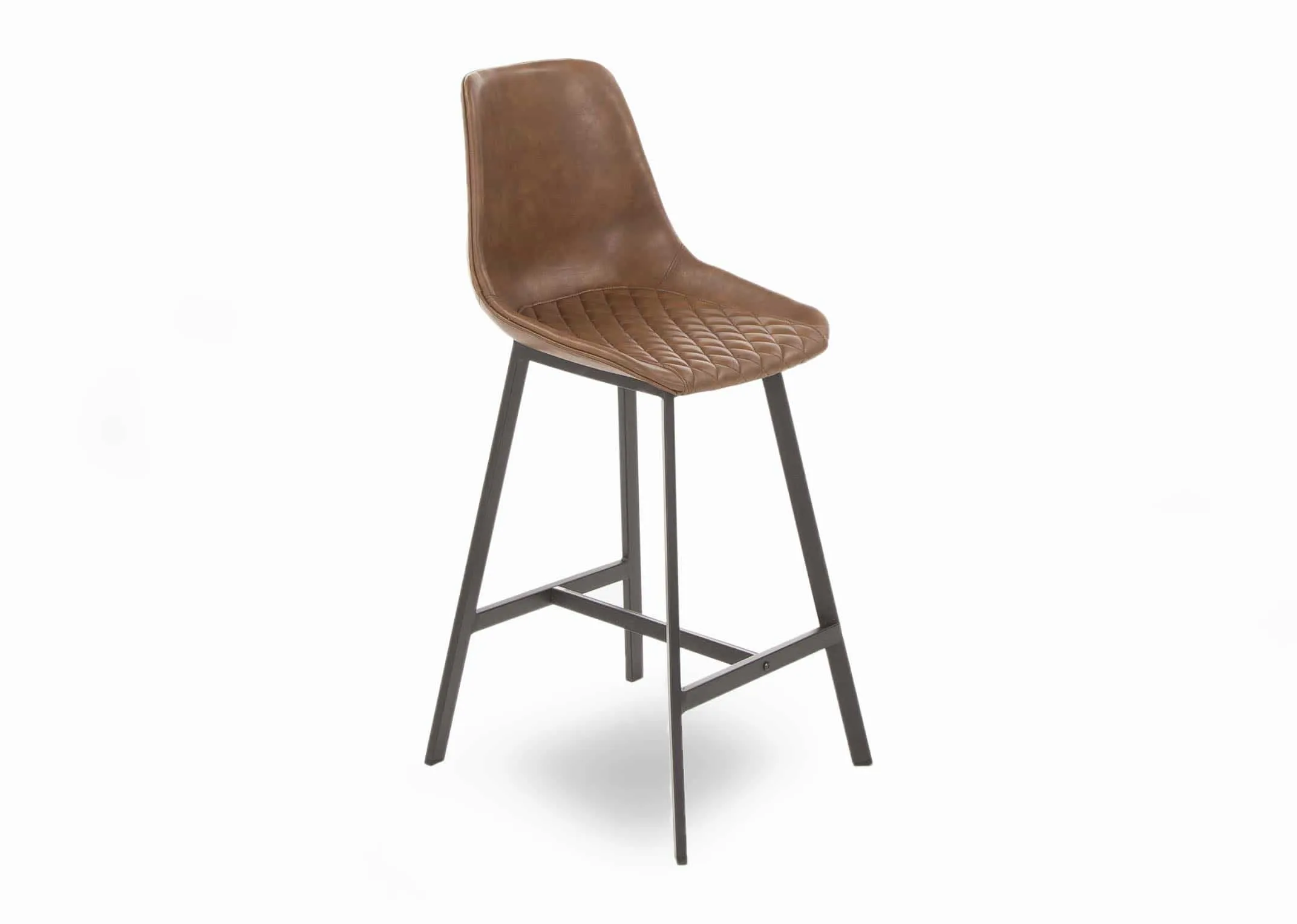 Brown Faux Leather Bar Stool - Leo