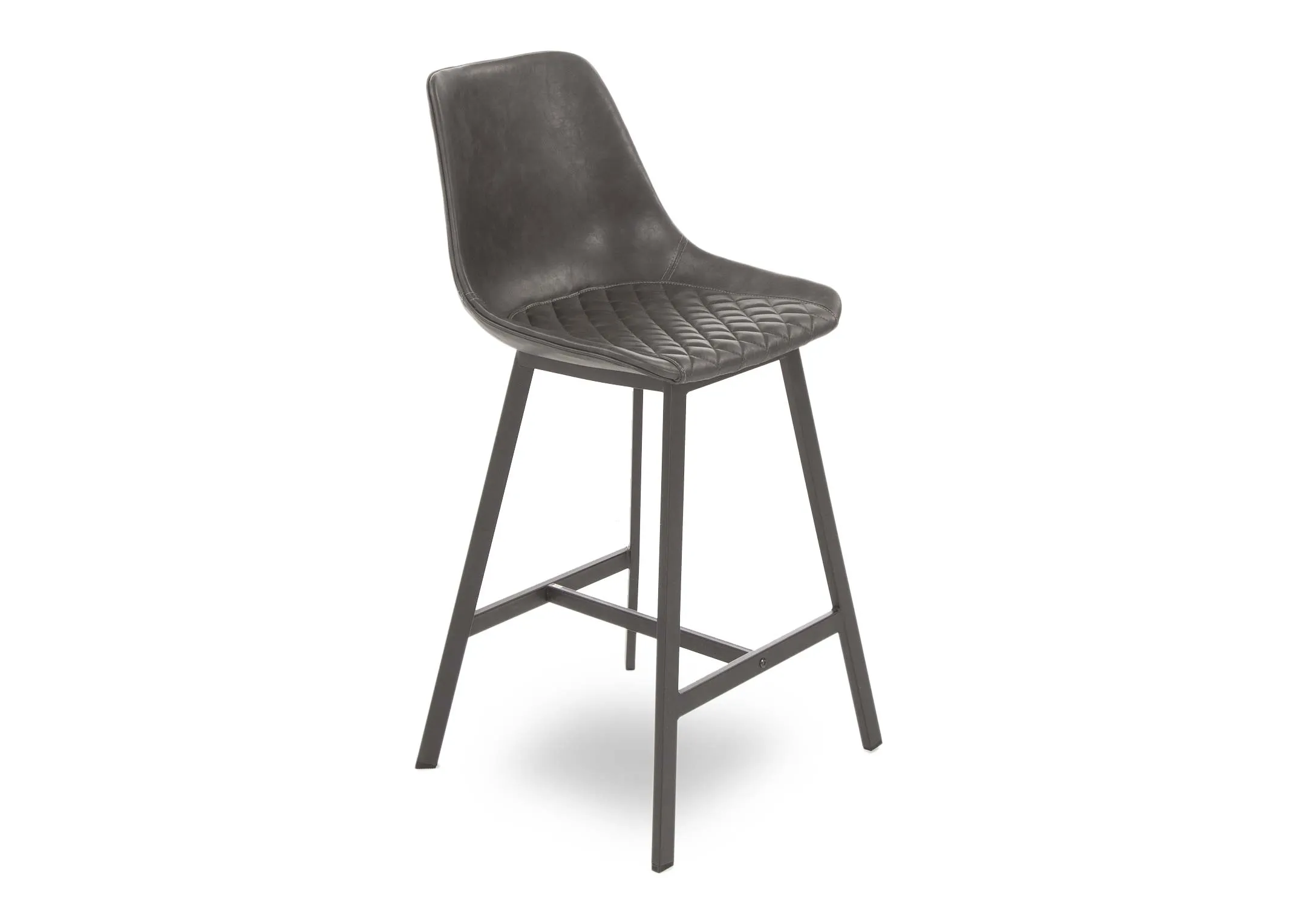 Grey Faux Leather Bar Stool - Leo
