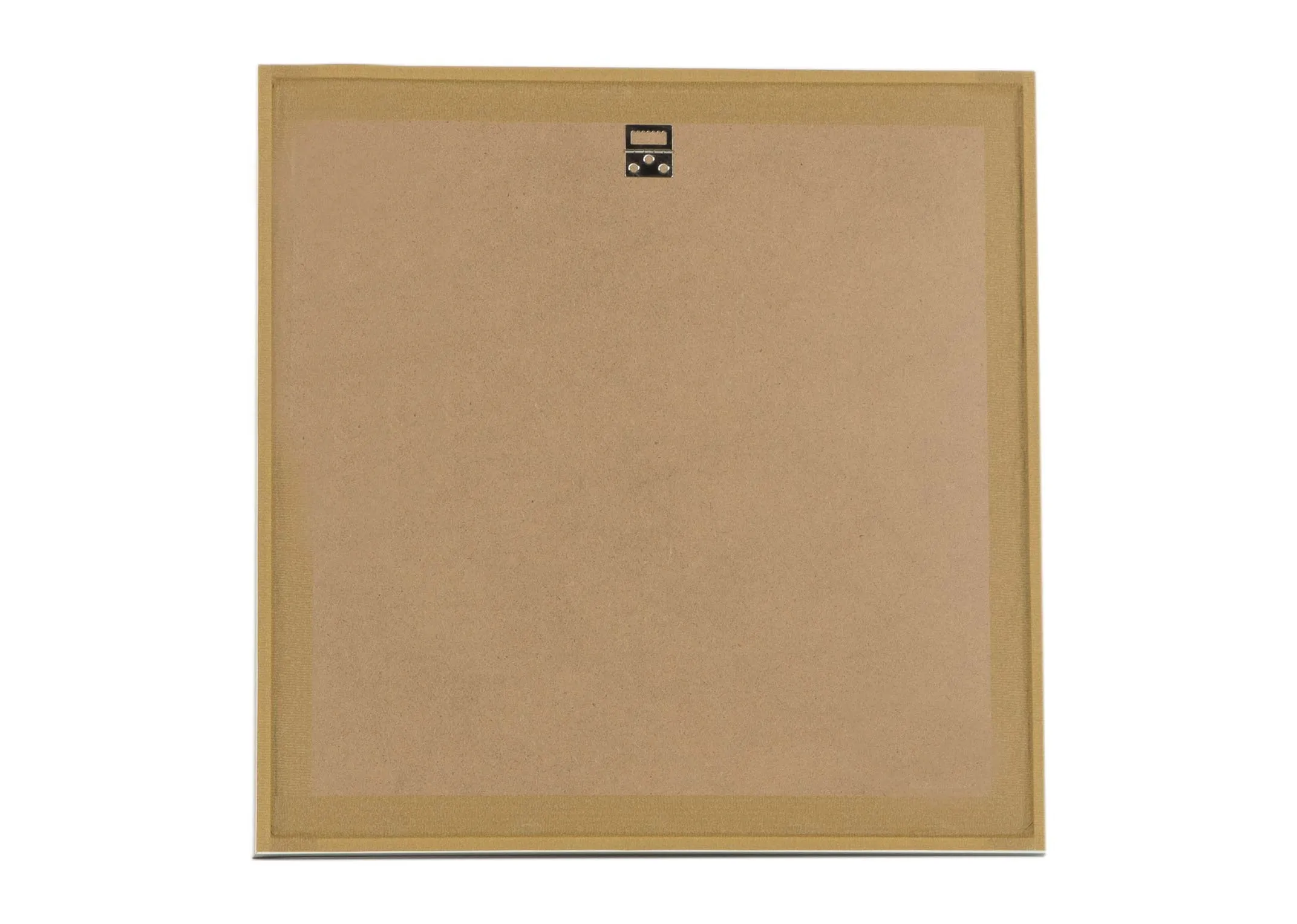 A beige framed print showing a coastal landscape from Ulyana Hammond. Back view.