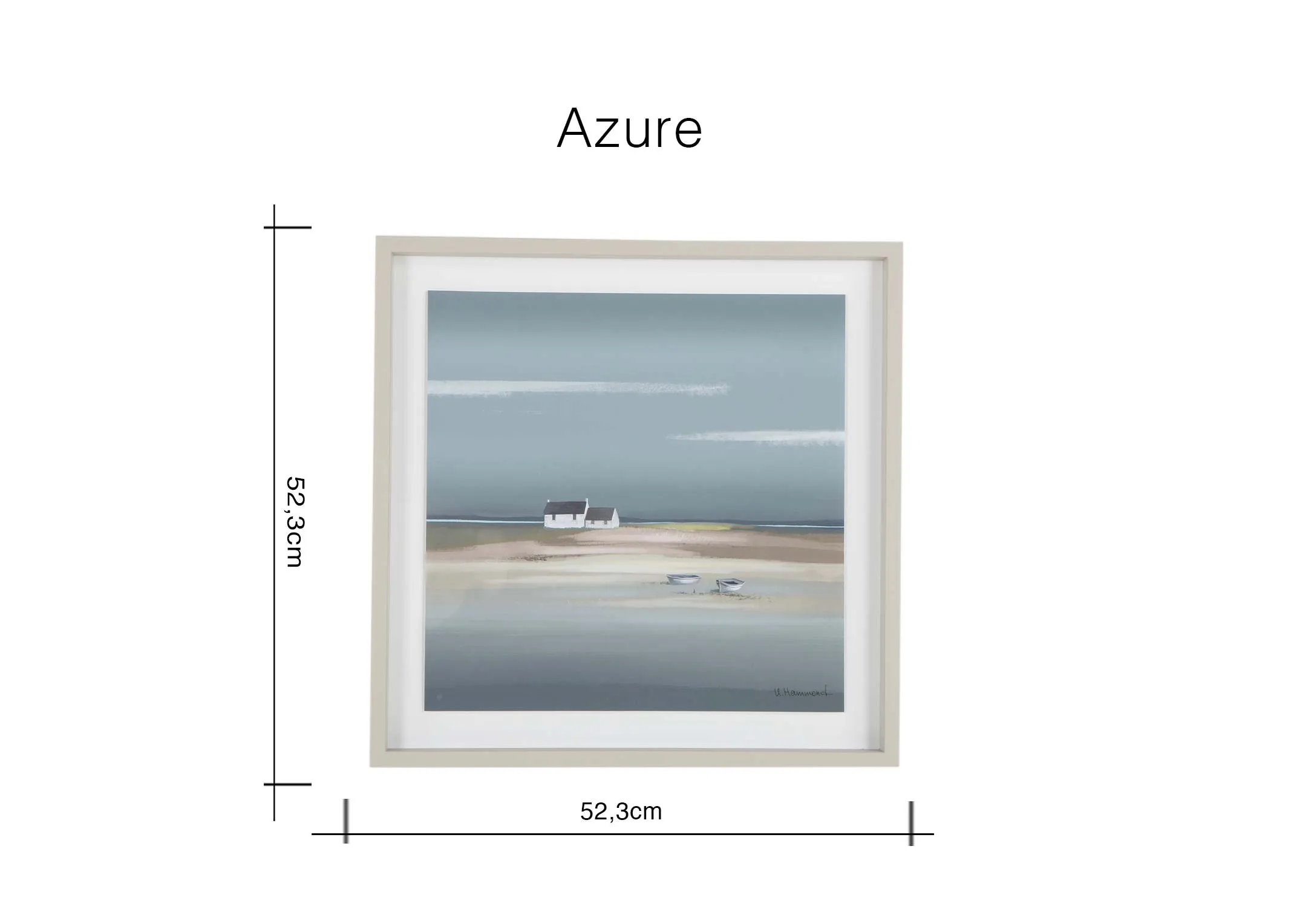 A dimension image of Ulyana Hammond's Azure Framed print with 56.3cm (Width) x 56.3cm (Height)