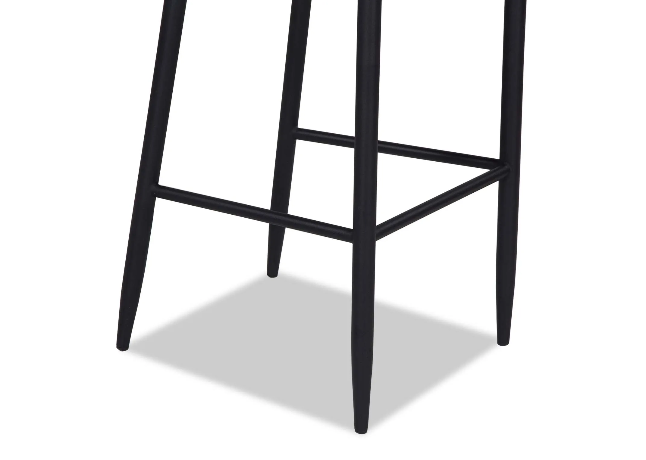 A plush blue velvet counter bar stool with black metal legs from EZ Living Furniture's Ottowa range. Closeup Legs