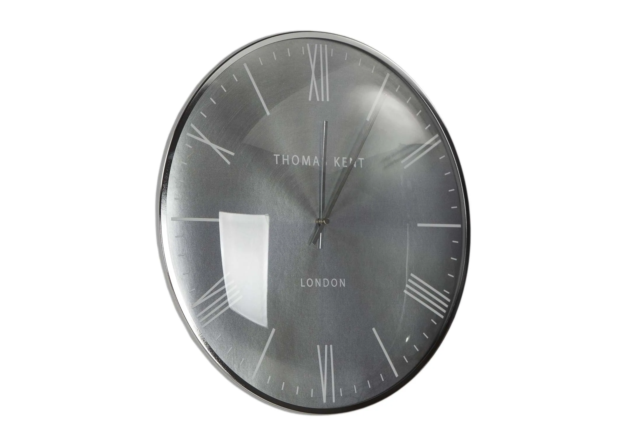 The Medium Silver Oyester wall clock from the Thomas Kent collection at EZ Living Furniture - top close up