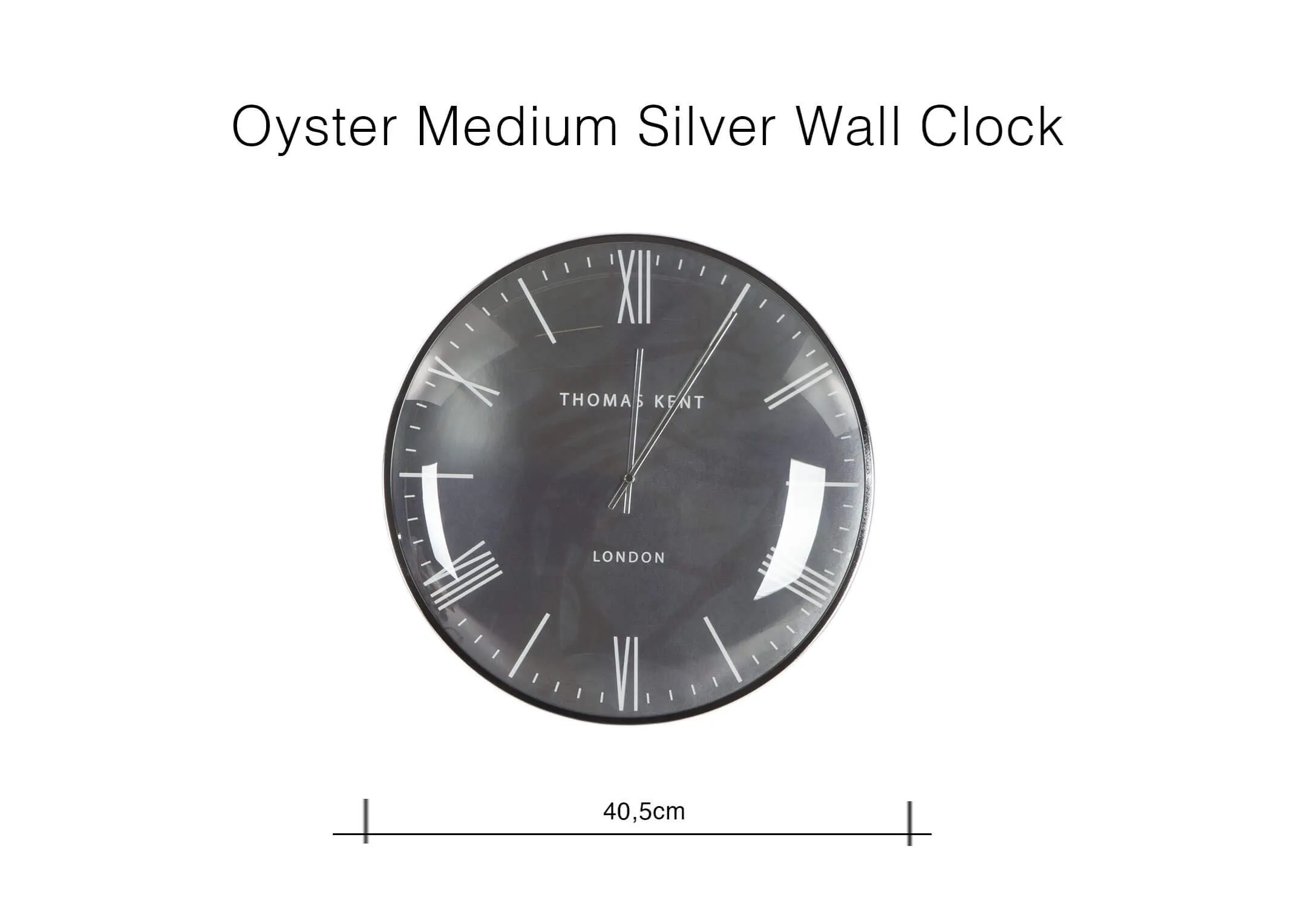 Dimension image for the Medium Silver Wall Clock - Oyster 40.5cm (Diameter)