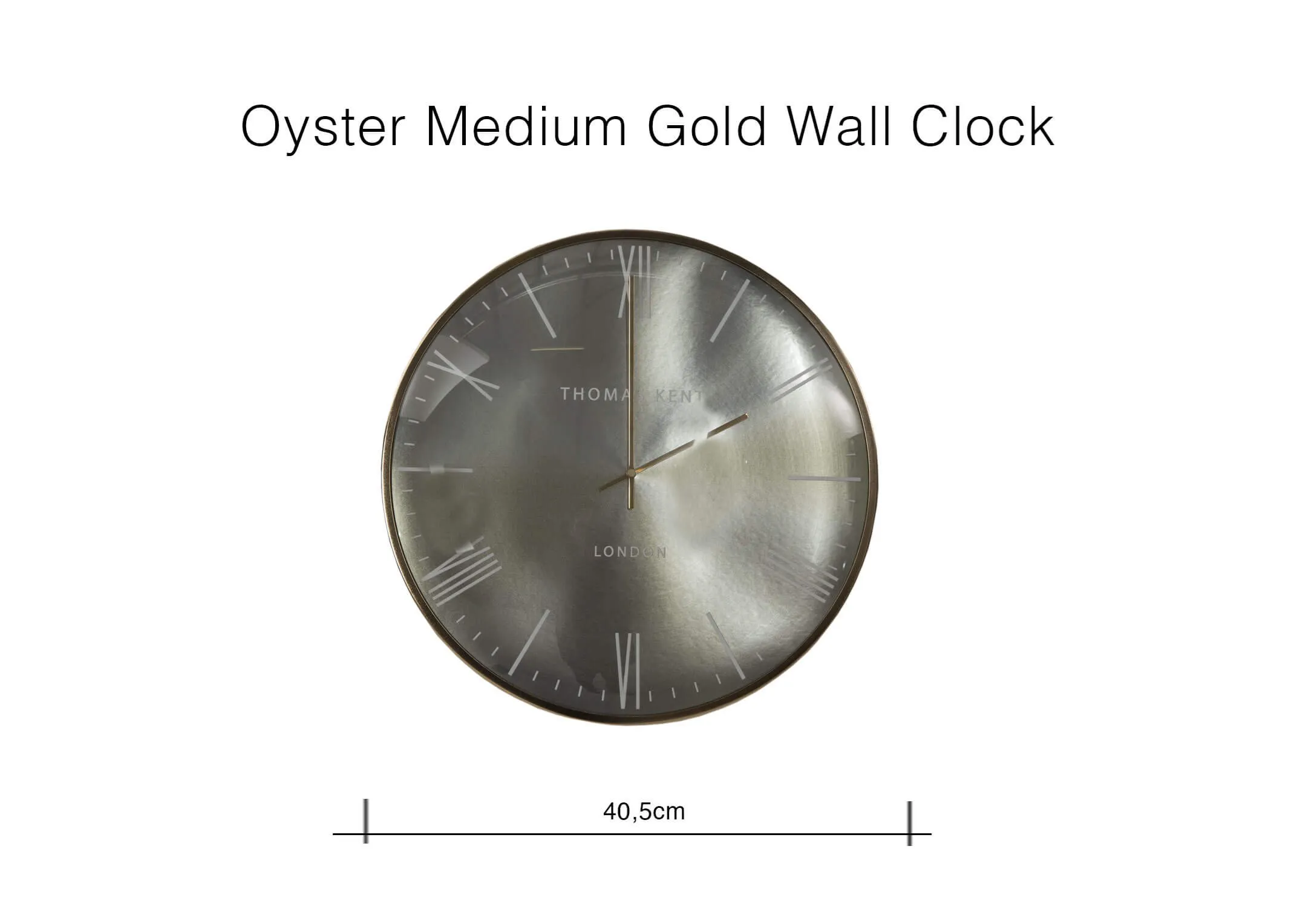 A dimension image for the Medium Gold Wall Clock - Oyster 40.5cm (Diameter)