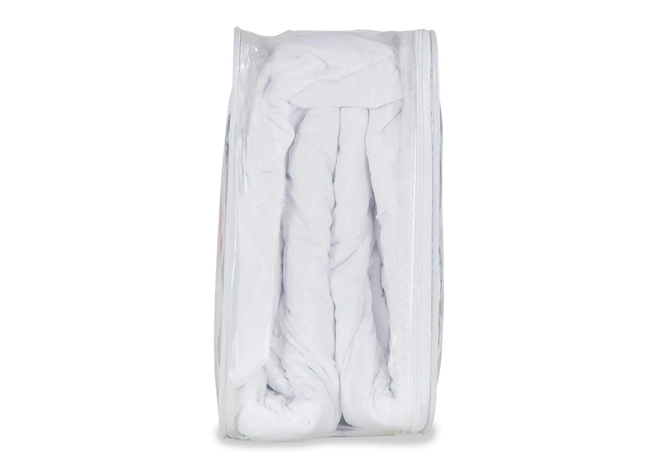 A luxury mattress protector in Super King (6ft) from EZ Living Furniture's Guardsman range. Side view of packaging