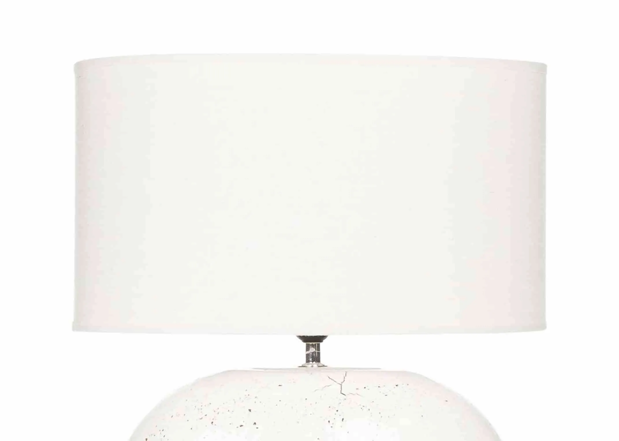 A light white thin ceramic lamp base with white shade from EZ Living Furniture's Corrib range. Closeup of white shade
