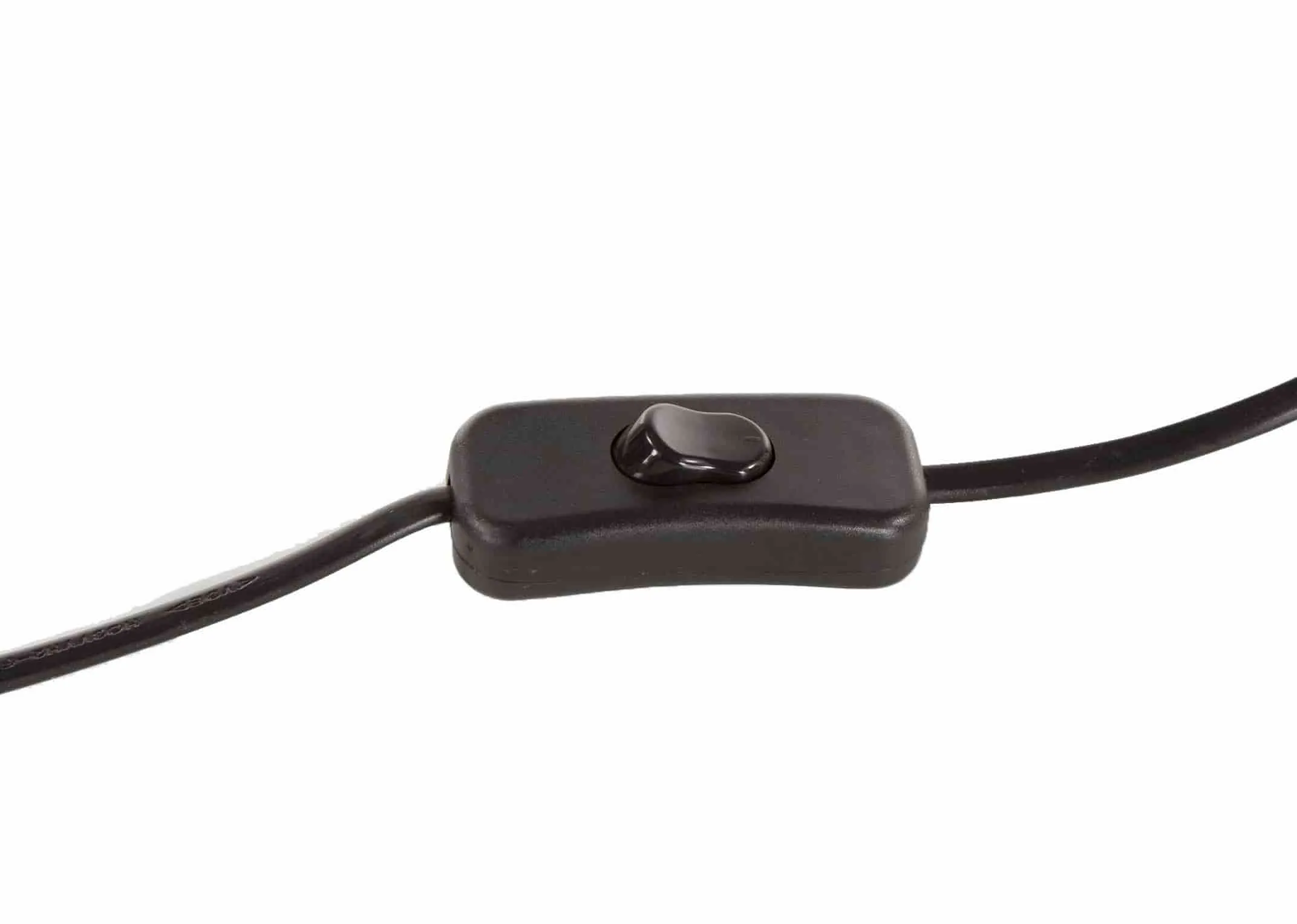 A light white thin ceramic lamp base with white shade from EZ Living Furniture's Corrib range. Closeup of switch