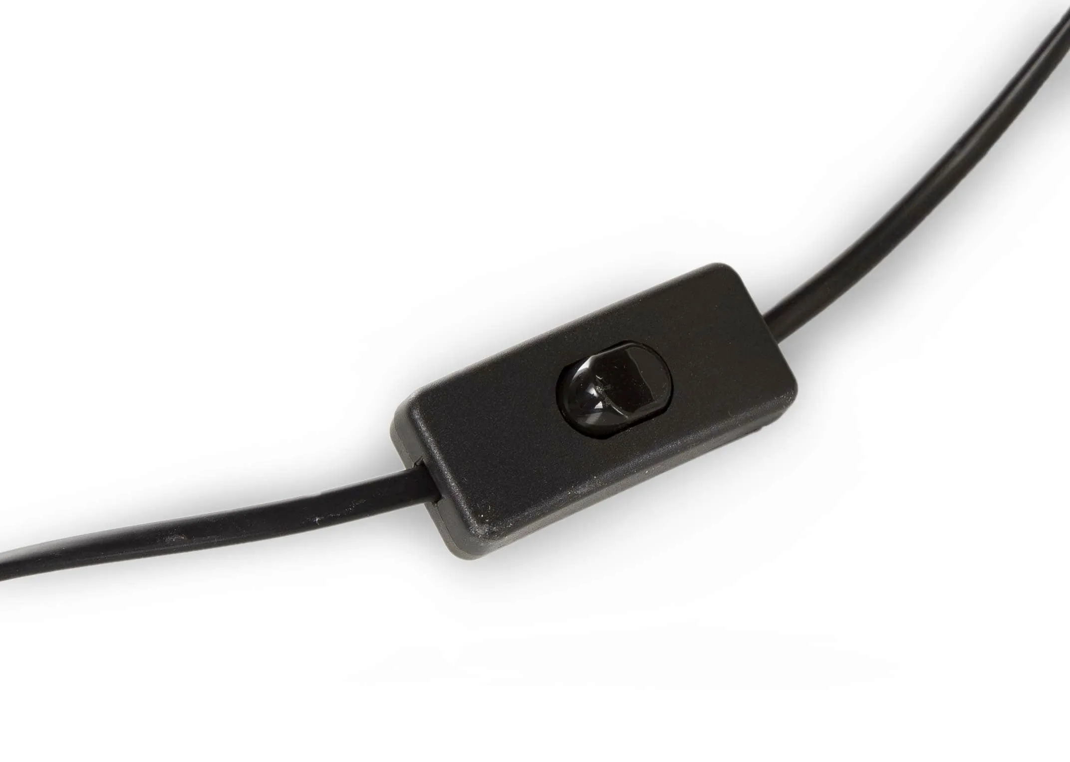 A light woven ceramic lamp base with & linen shade from EZ Living Furniture's Slaney range. Closeup of inline switch