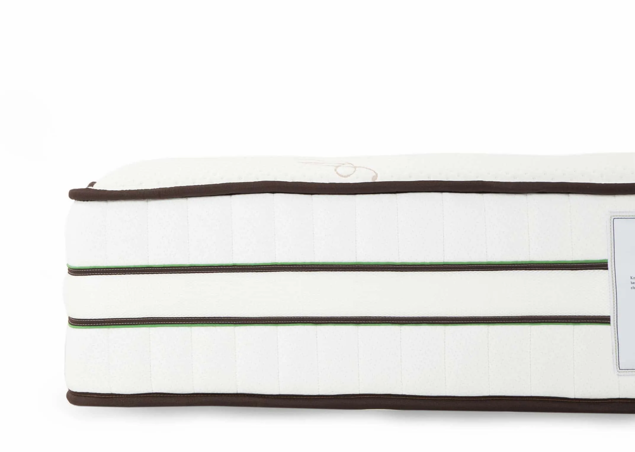 A Small Double (4ft) pocket spring mattress with dark edge detail from EZ Living Furniture's Aloe Vera Range. Edge closeup