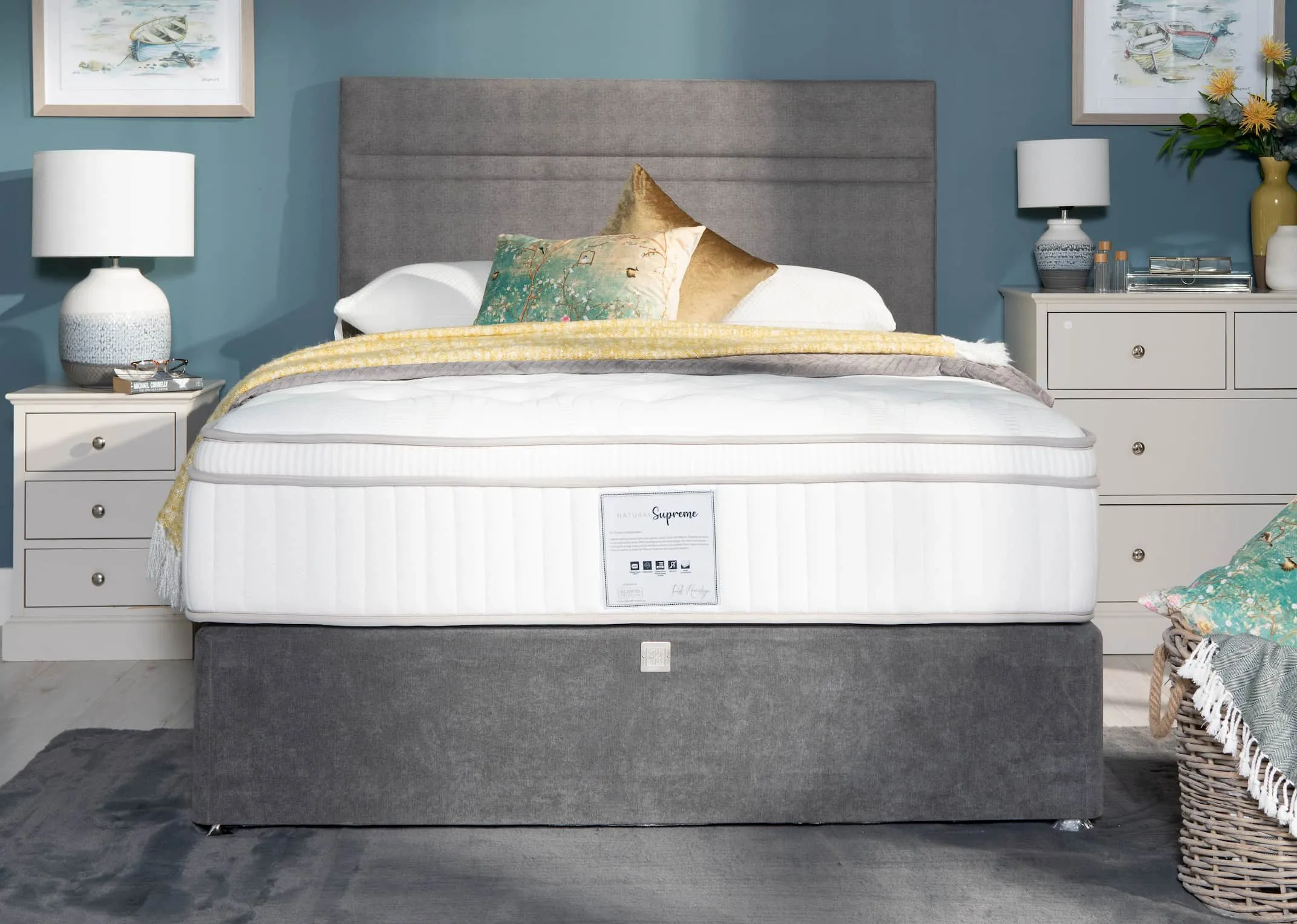 A lifestyle image of the Natural Supreme mattress with divan bed