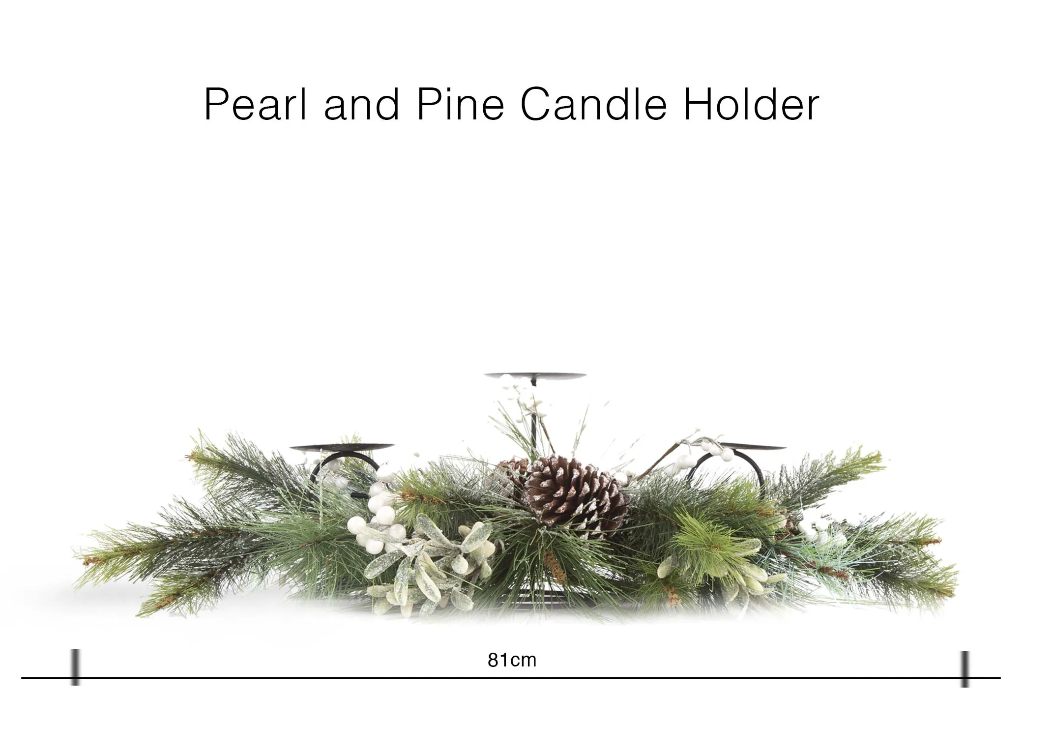 A dimension image of the Pearl & Pine Candle Holder with 81cm (Length)