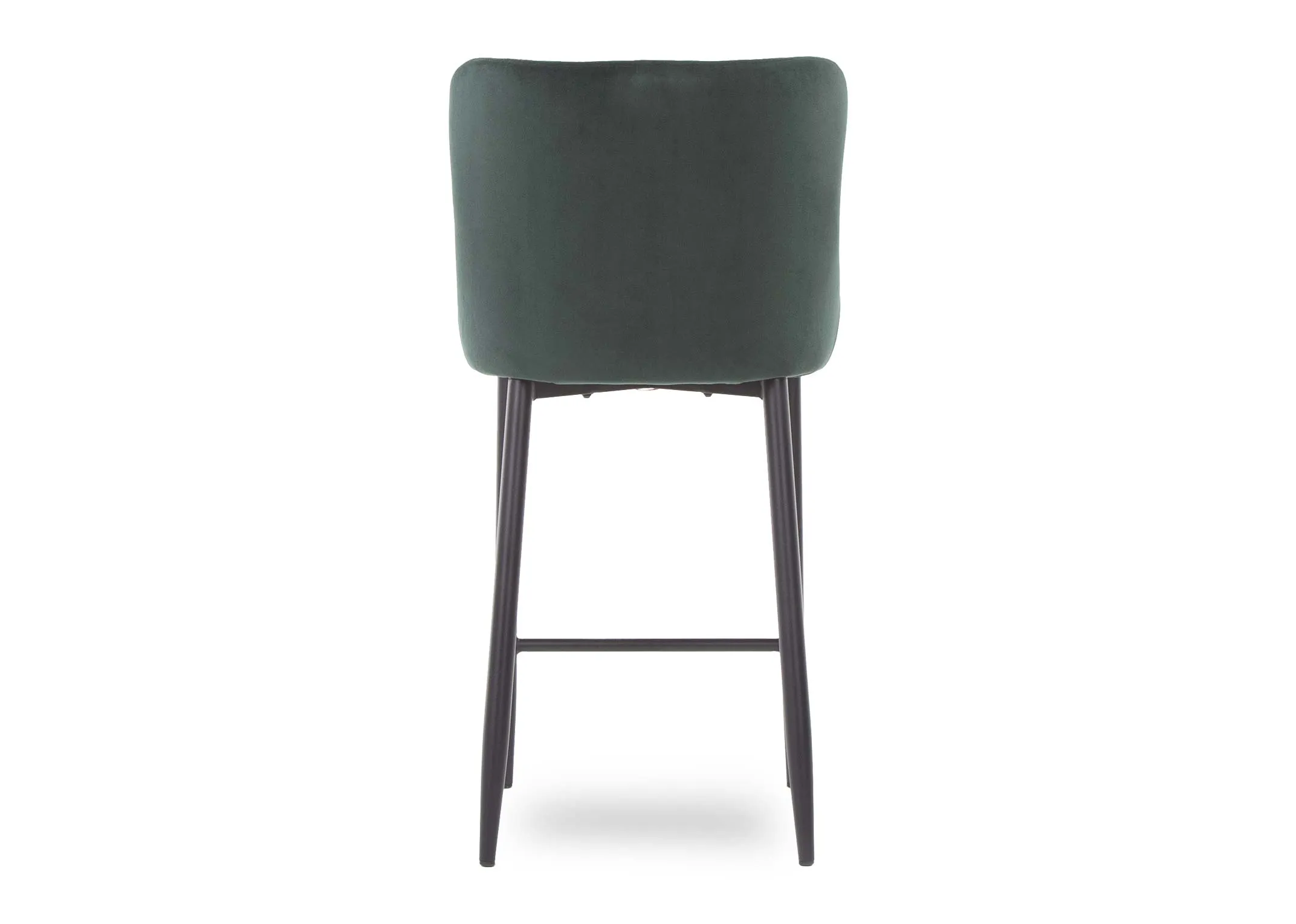 A counter bar stool with green cushioned velvet from EZ Living Furniture's Ottowa. Back view of arched supportive seat.