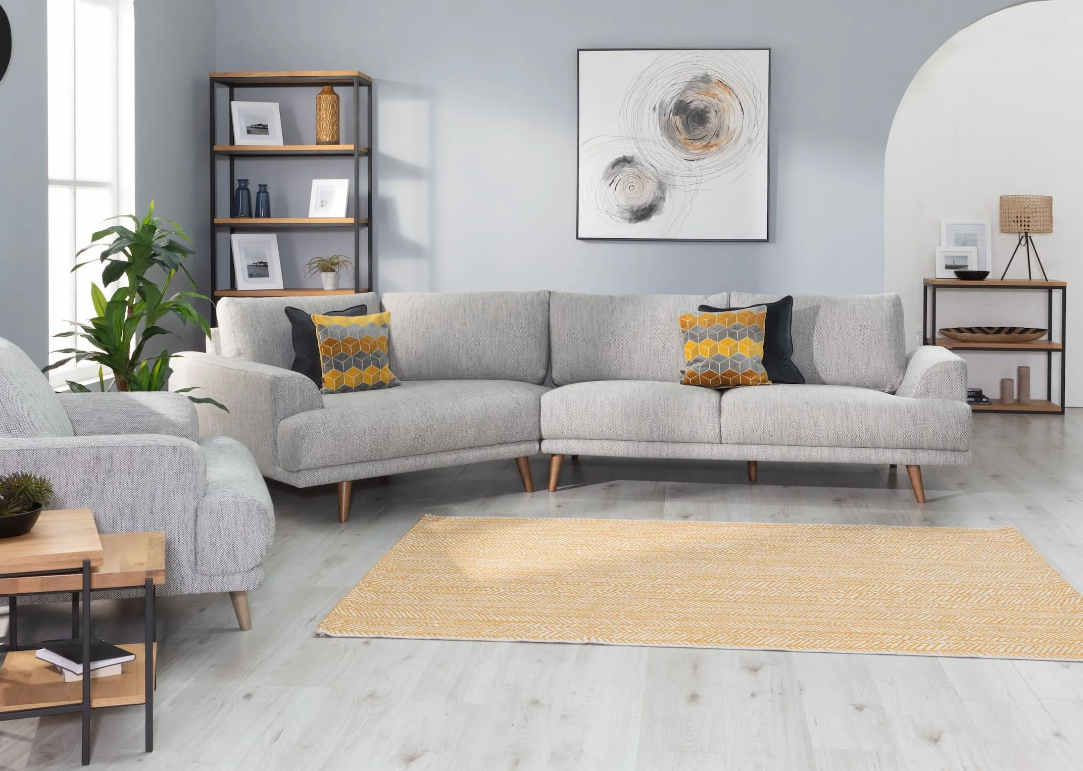 1.5 Cor/2.5 Seater Grey Fabric Corner Group - Legend