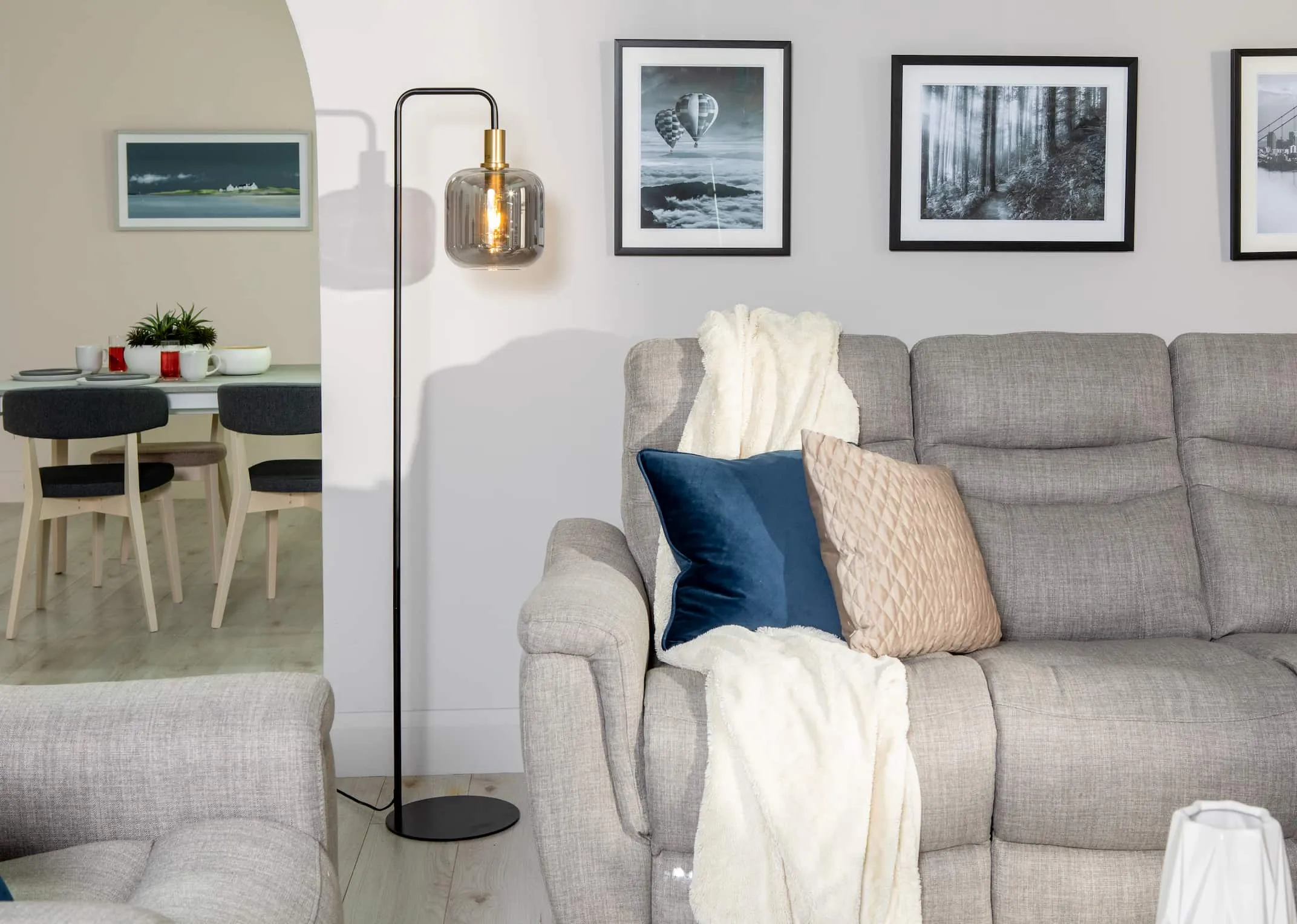 Antique Bronze & Smoke Glass Floor Lamp - Lekar