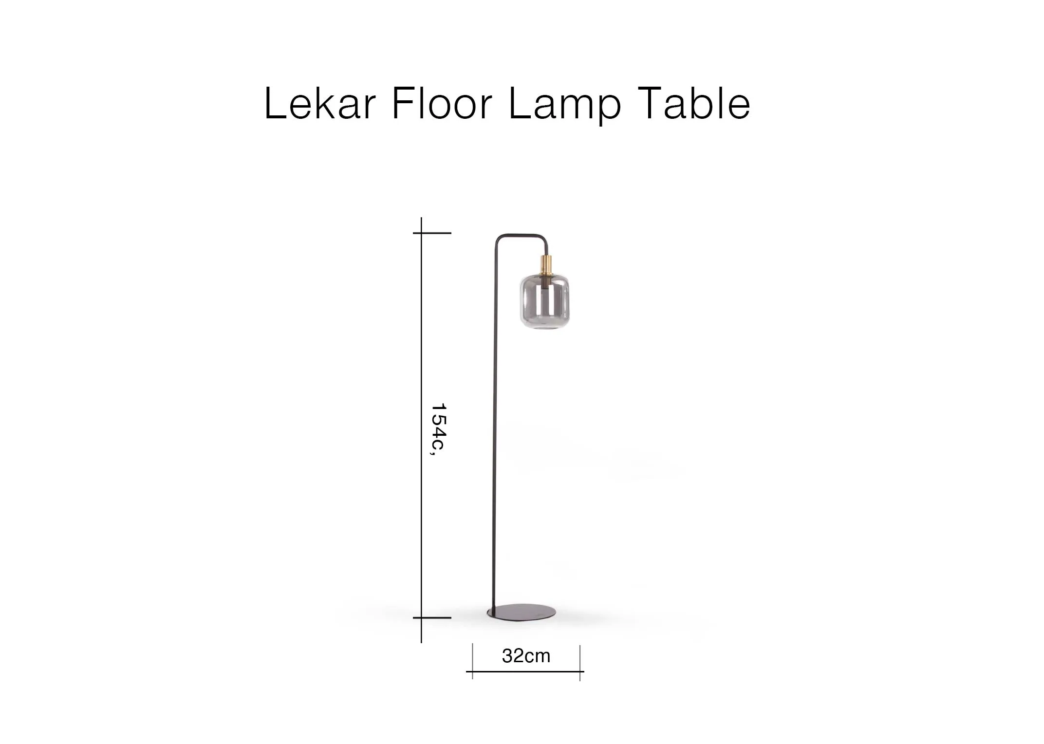 An antique bronze floor lamp with smoke glass shade from EZ Living Furnitures Lekar range. Side view of slim shape