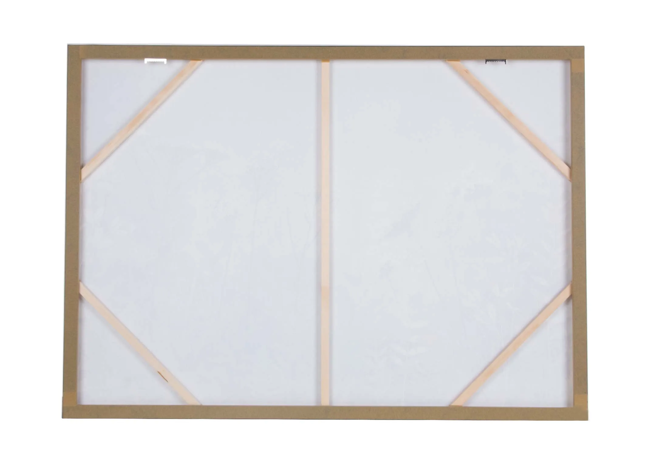 A framed canvas of moody wildflowers from Sabrina Roscinos Fanciful range. Back view of canvas.