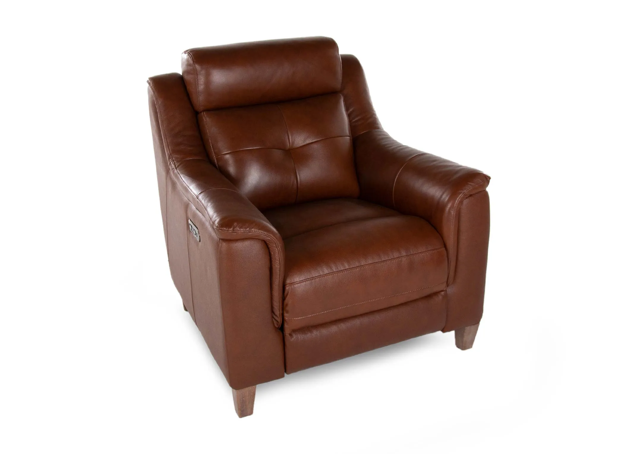 Light Brown Leather Power Recliner - Vantage