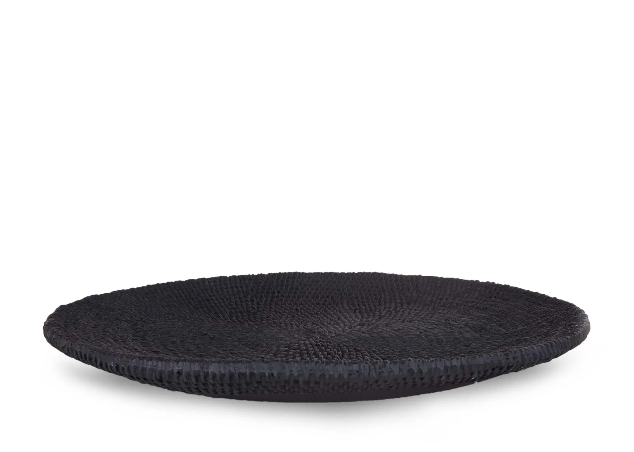 A black wall plate from EZ Living Furniture's Clavinas range. Side view of plate depth