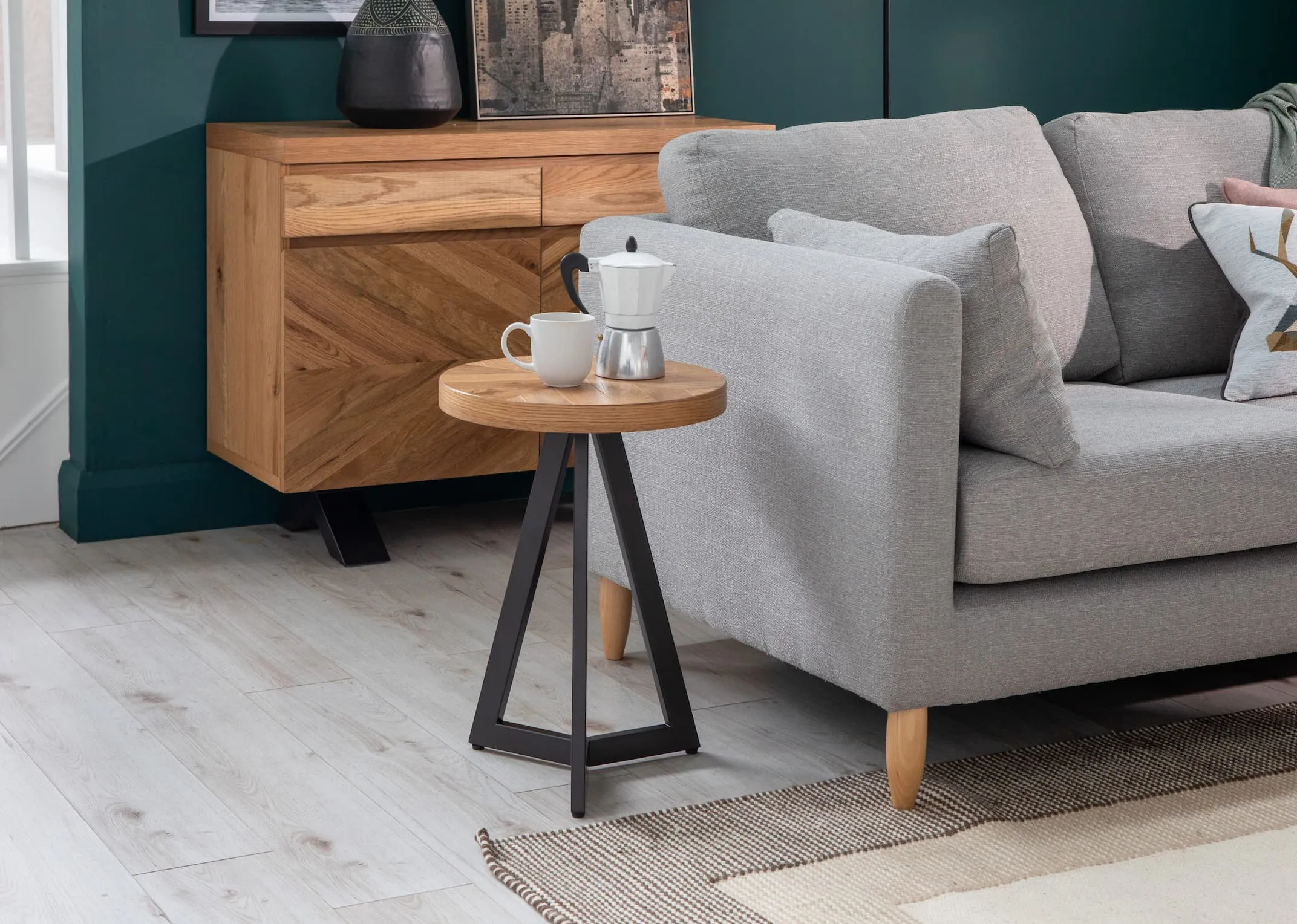 Rustic Oak Lamp Table - Ellipse