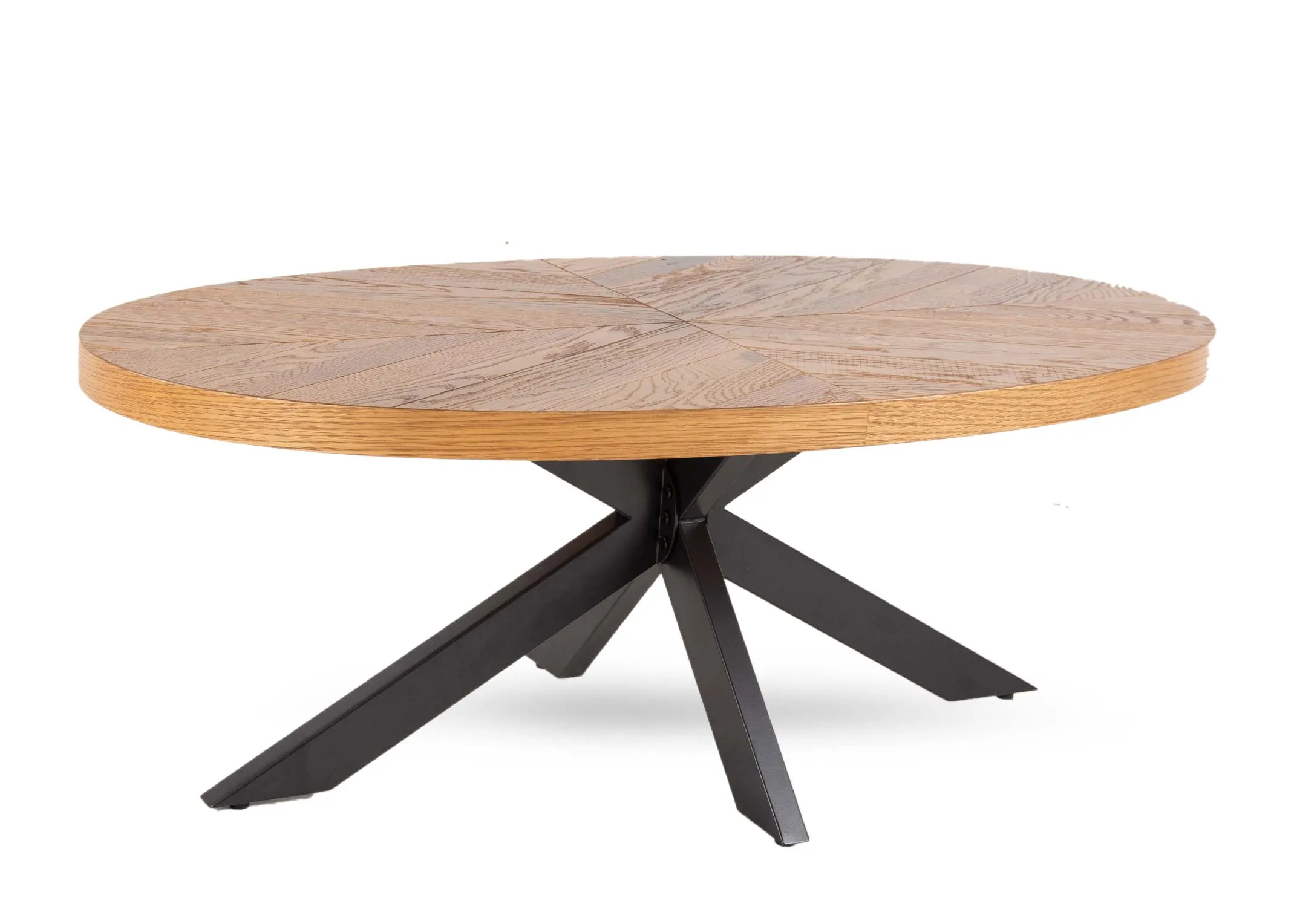 Round Rustic Oak Coffee Table - Ellipse
